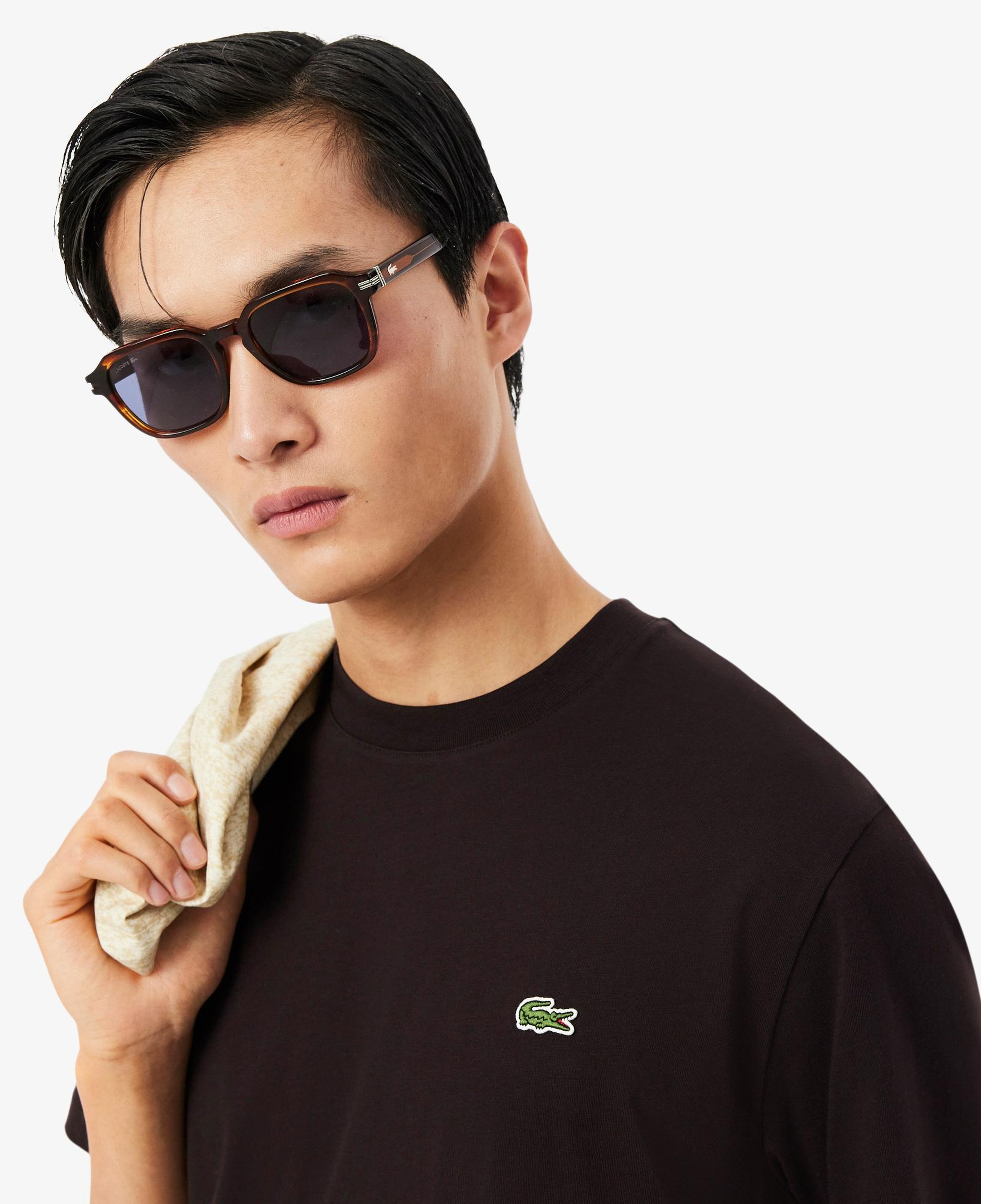 Lacoste Erkek Classic Fit Bisiklet Yaka Kahverengi T-Shirt