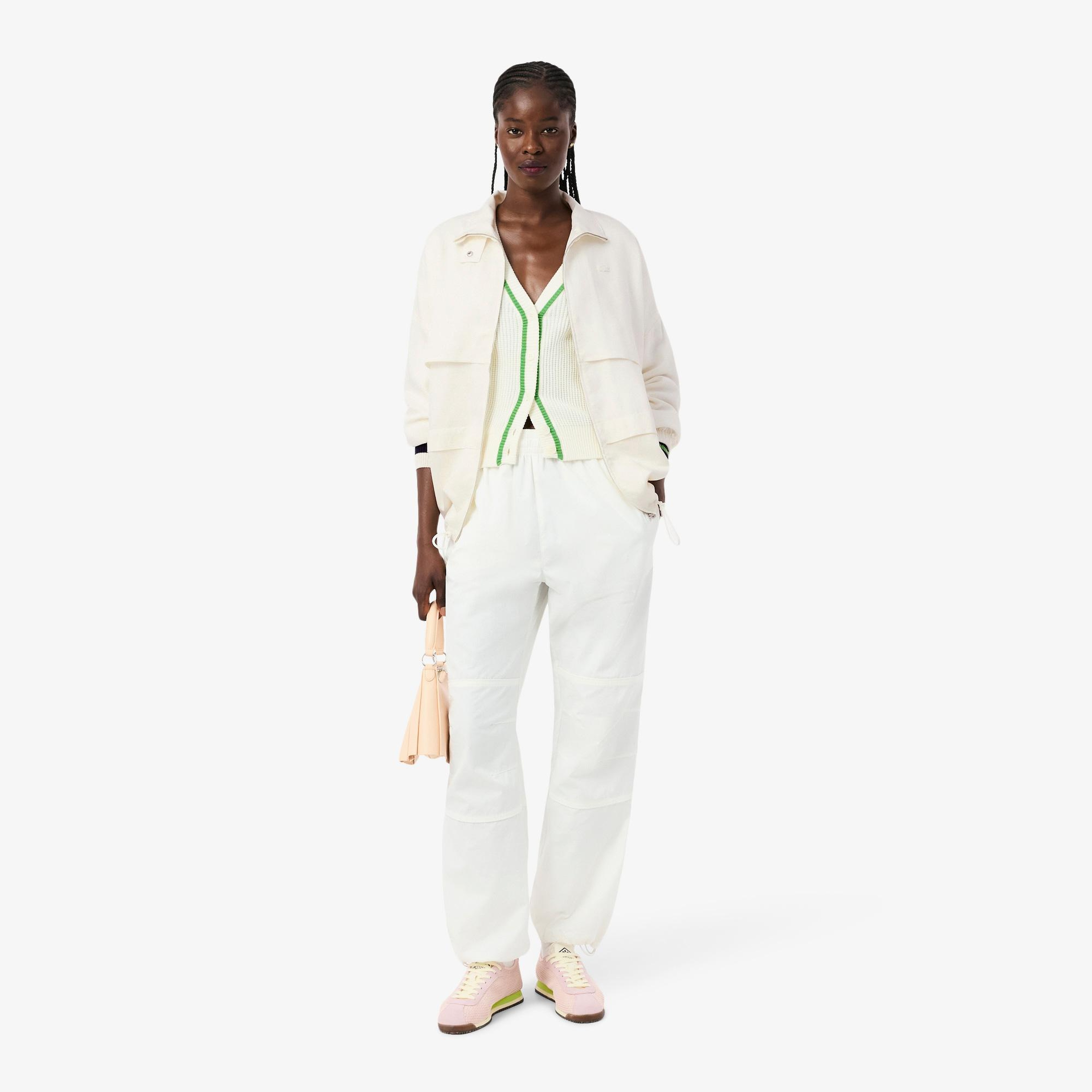 Lacoste Kadın Oversize Fit Dik Yaka Krem Ceket