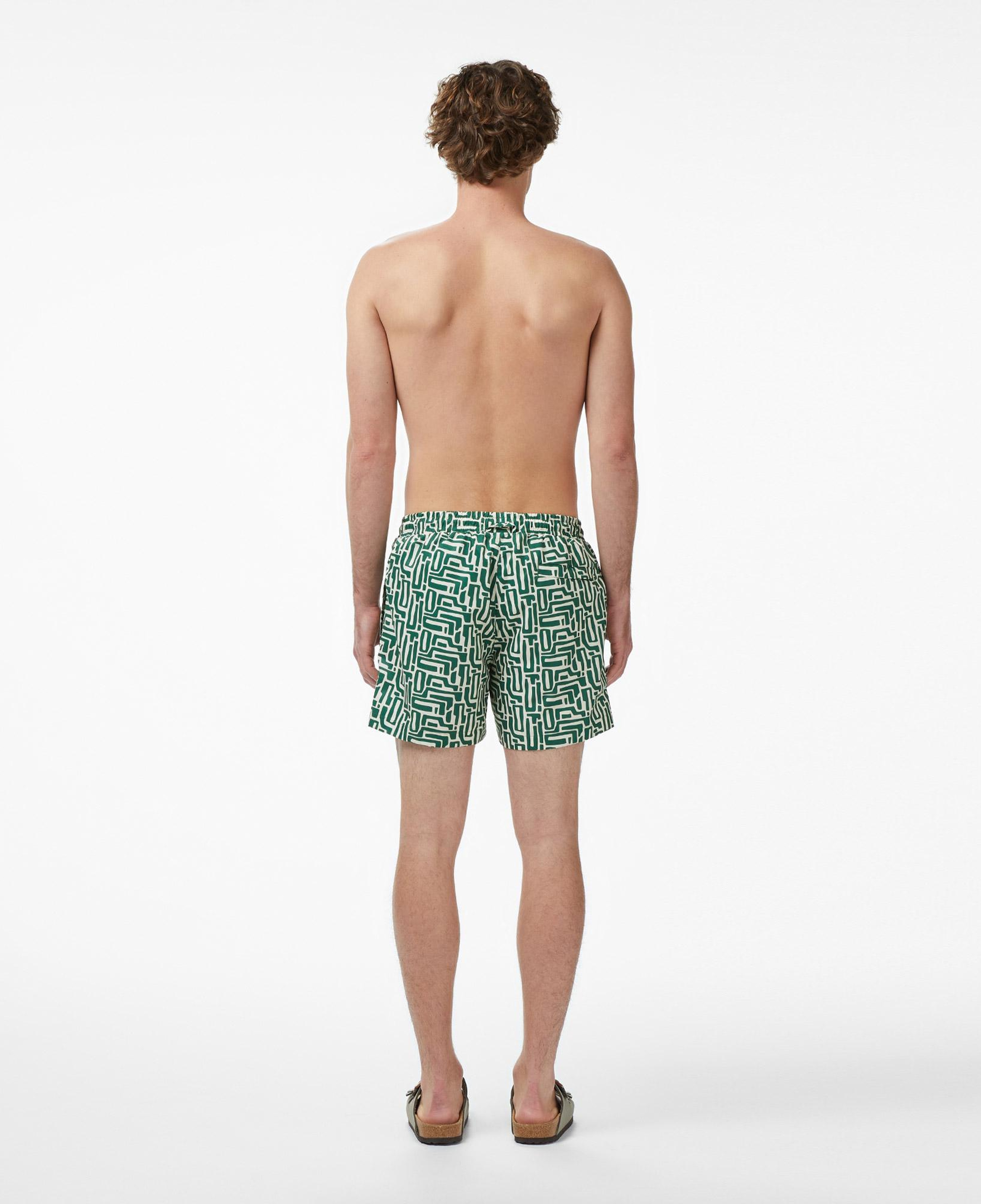 Lacoste Erkek Regular Fit Desenli Koyu Yeşil Deniz Şortu