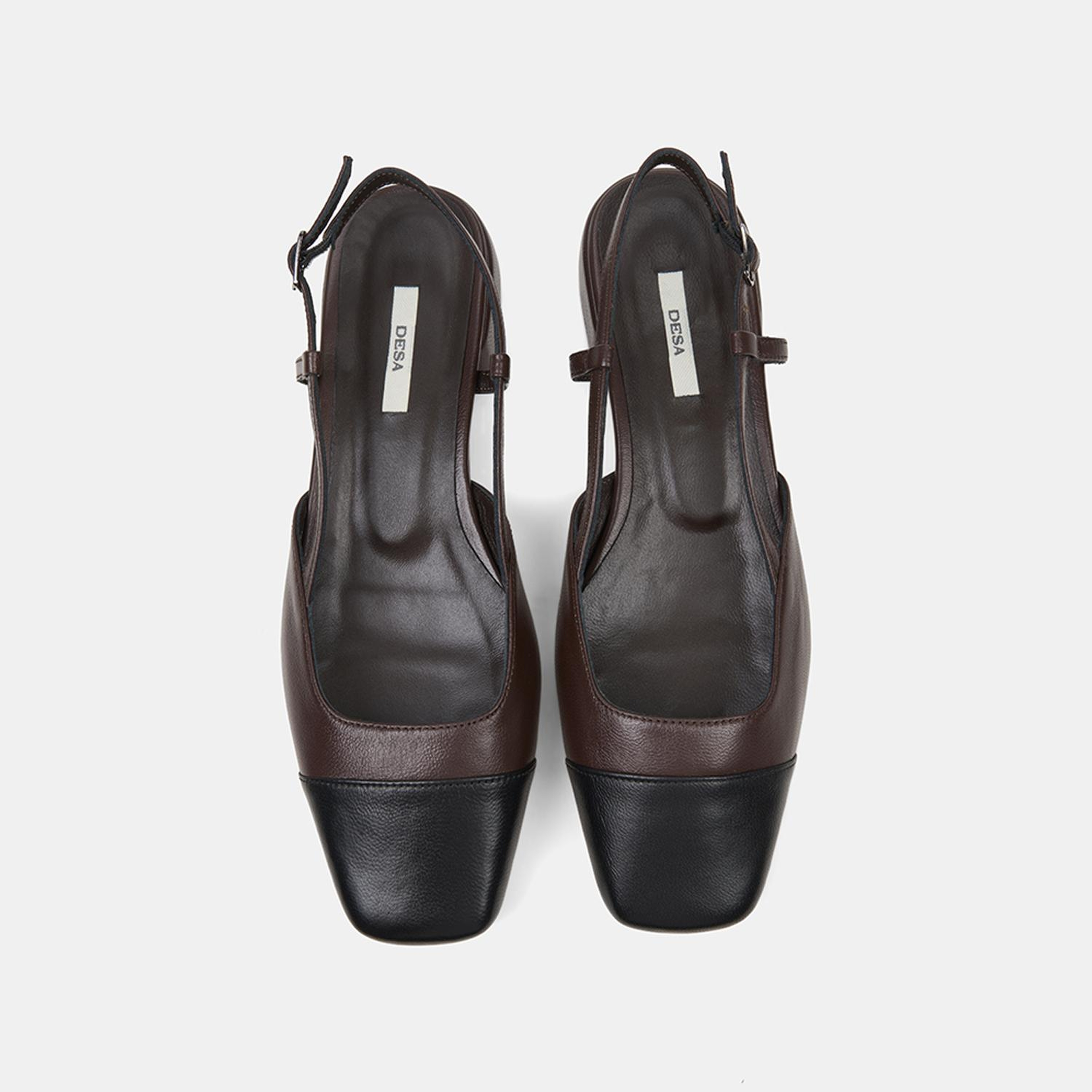 Kadın Kahve Kare Burun Slingback Deri Günlük Ayakkabı