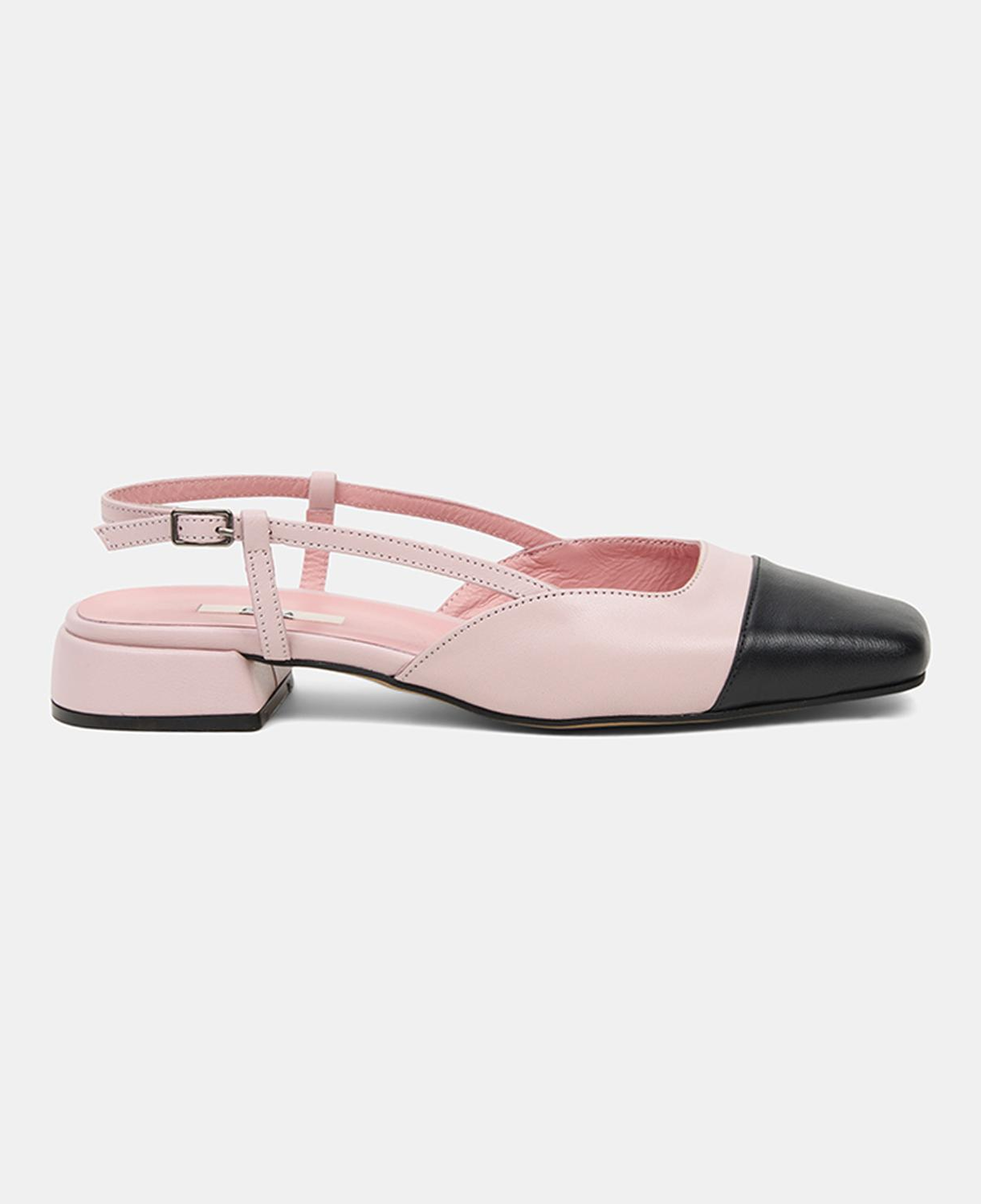 Kadın Pembe Kare Burun Slingback Deri Günlük Ayakkabı