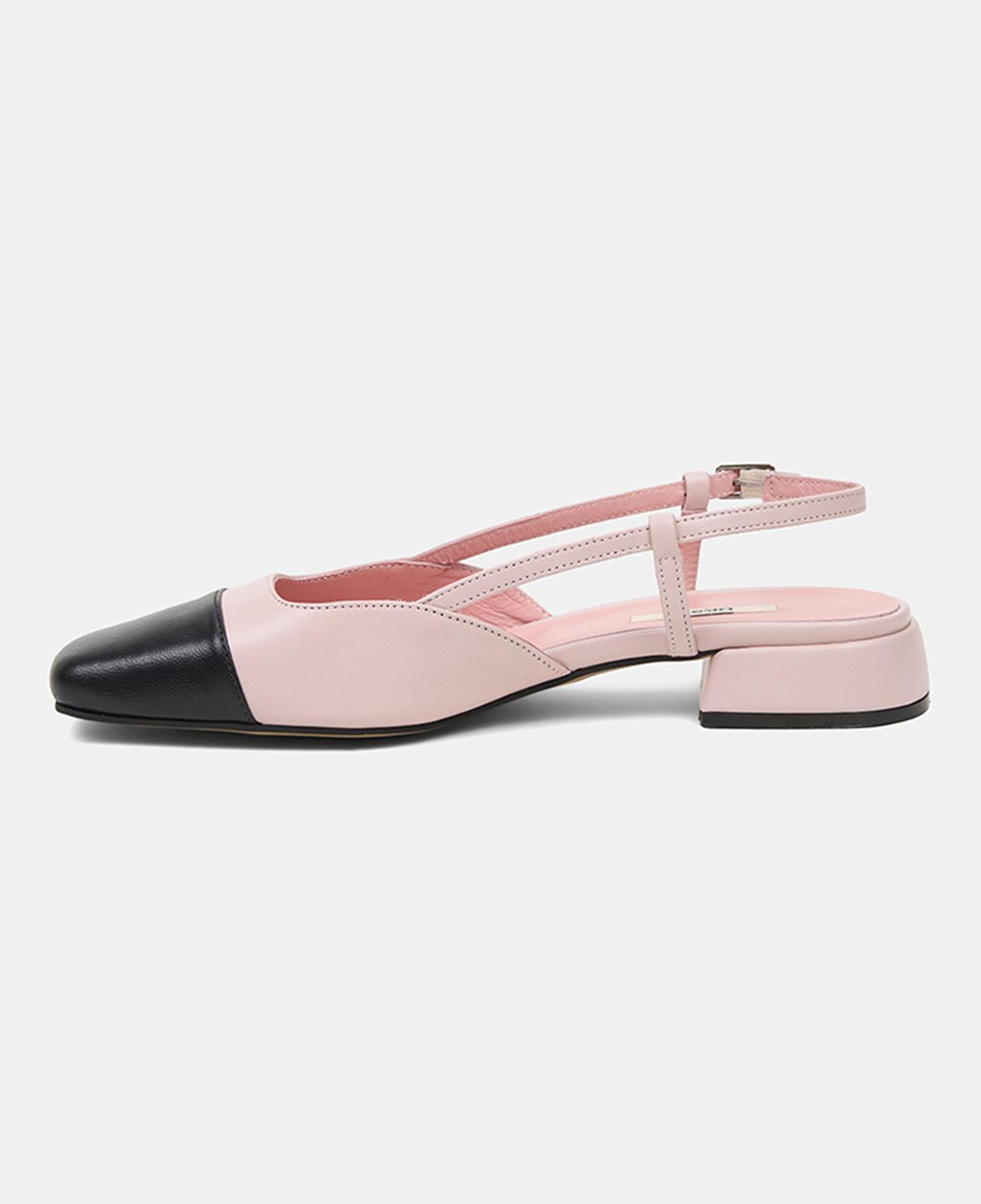 Kadın Pembe Kare Burun Slingback Deri Günlük Ayakkabı