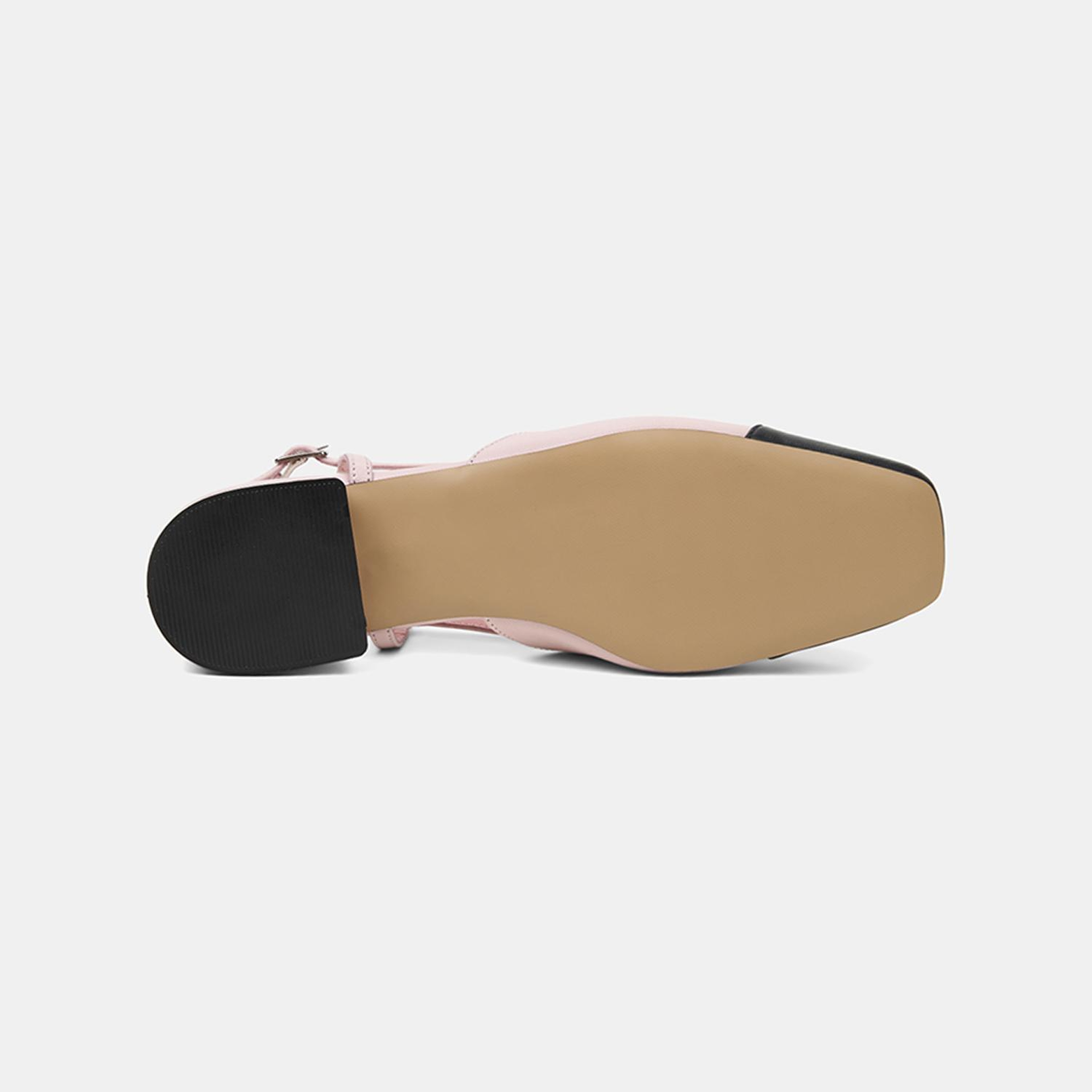 Kadın Pembe Kare Burun Slingback Deri Günlük Ayakkabı