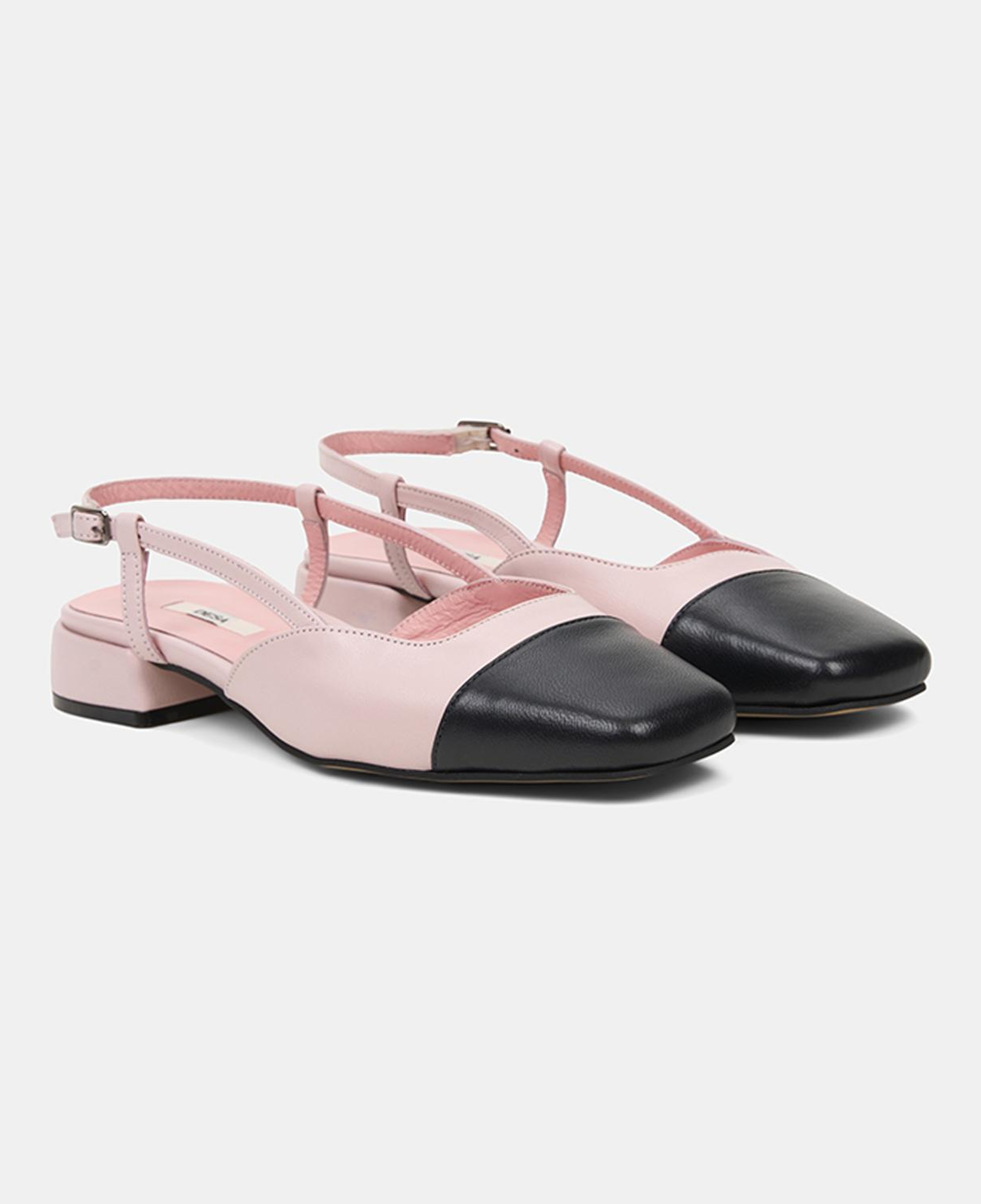 Kadın Pembe Kare Burun Slingback Deri Günlük Ayakkabı