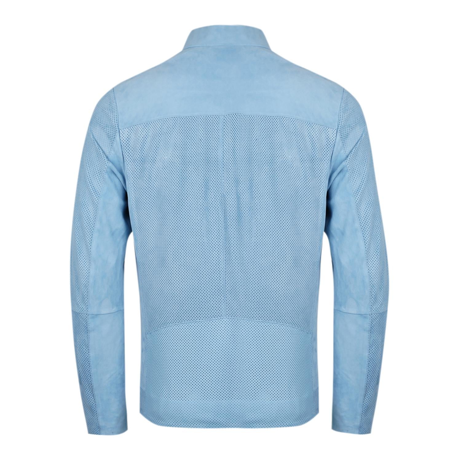 Zelmira Mavi Erkek Perfore Süet Deri Ceket