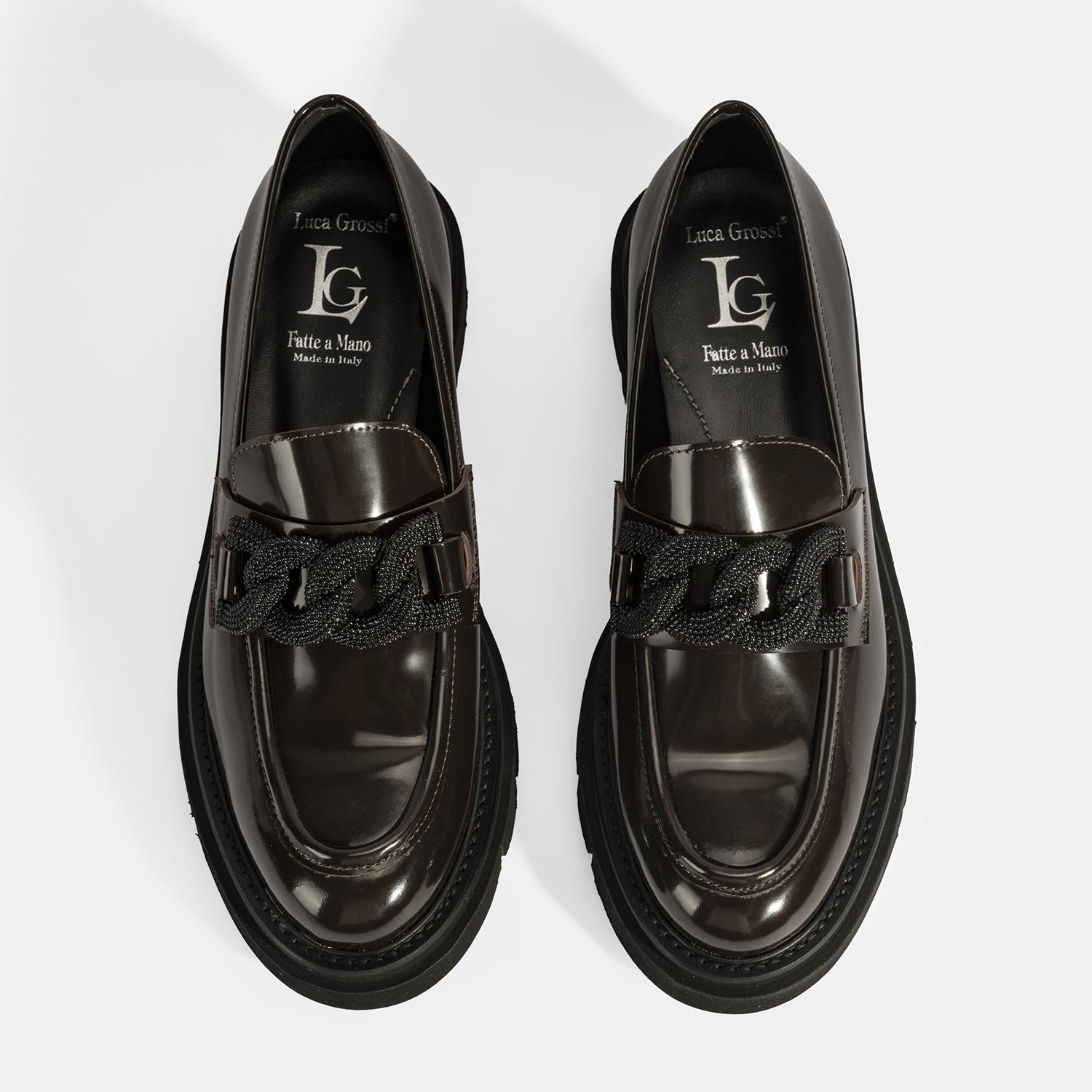 Luca Grossi Kadın Kahve Toka Detaylı Deri Loafer