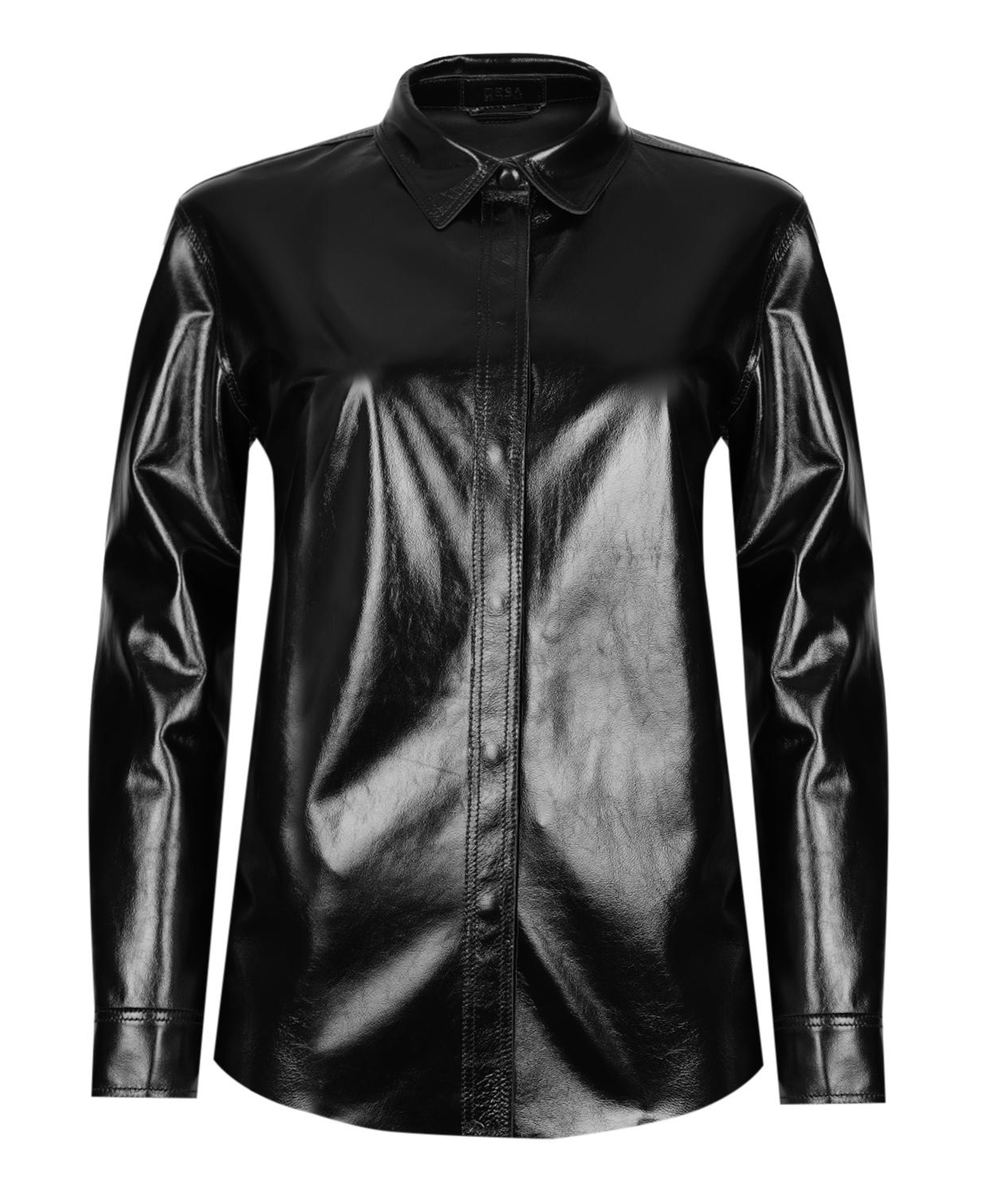 Ayzaria Siyah Kadın Rugan Deri Gömlek
