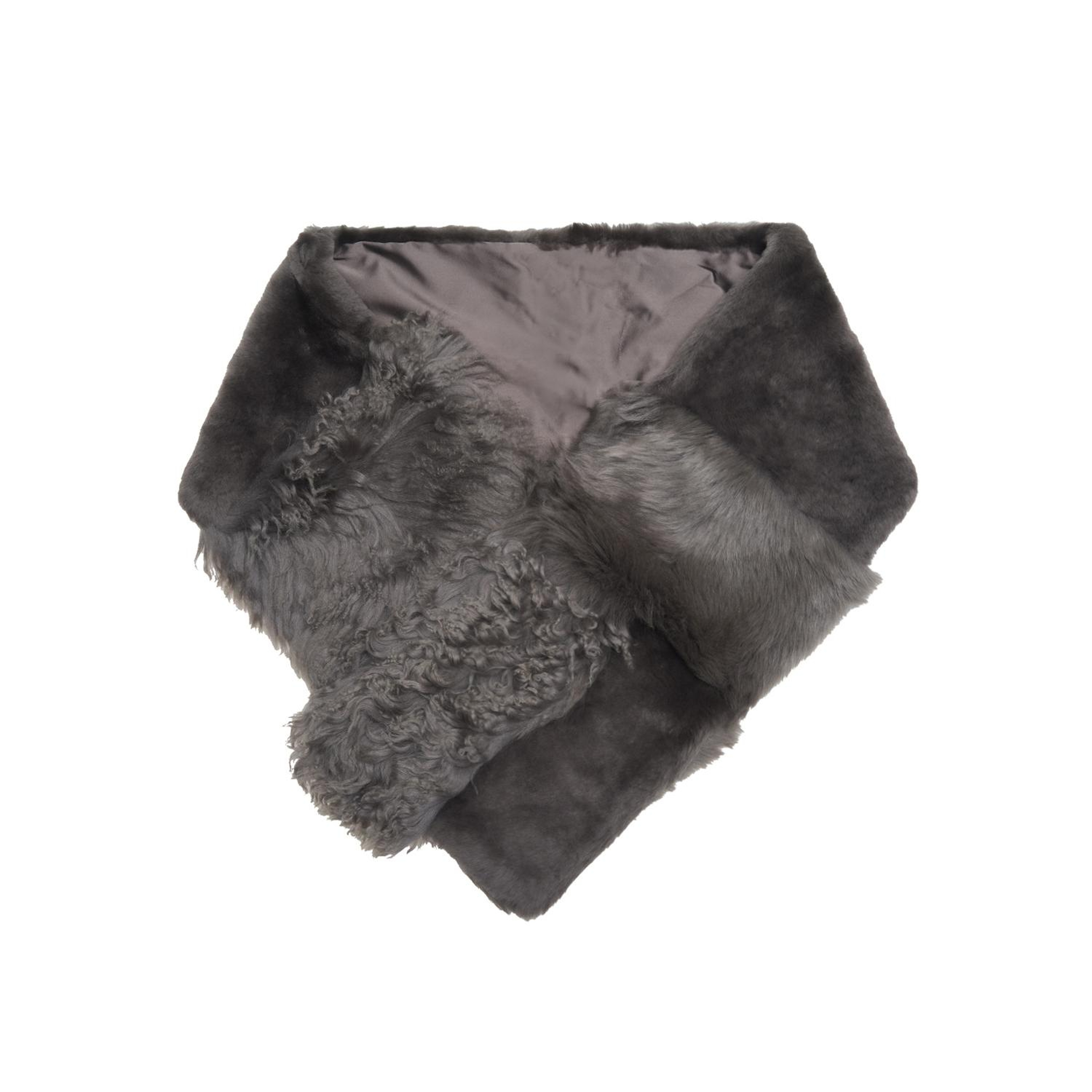 Miranna Gri Kadın Kürk Şal Yaka