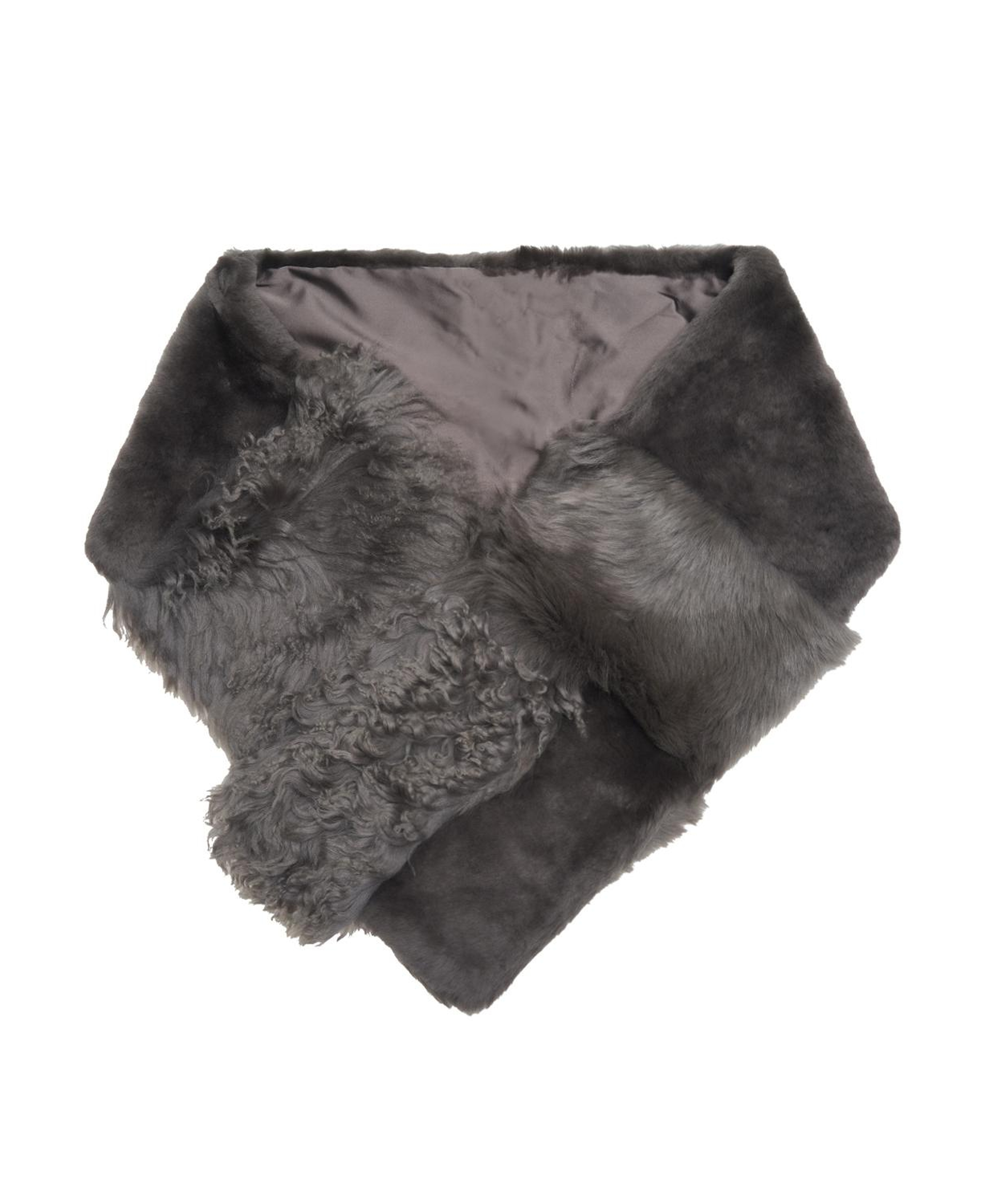 Miranna Gri Kadın Kürk Şal Yaka