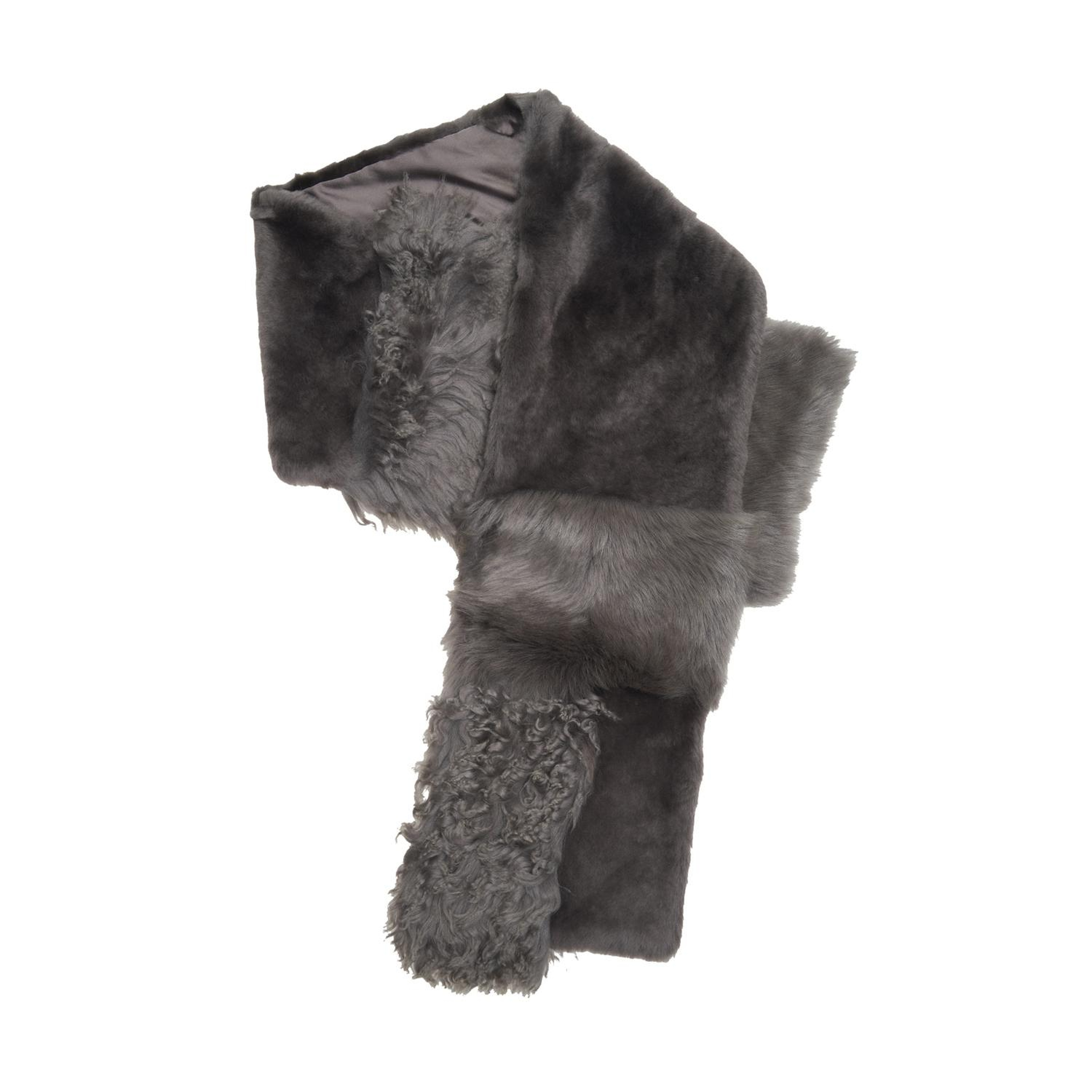 Miranna Gri Kadın Kürk Şal Yaka