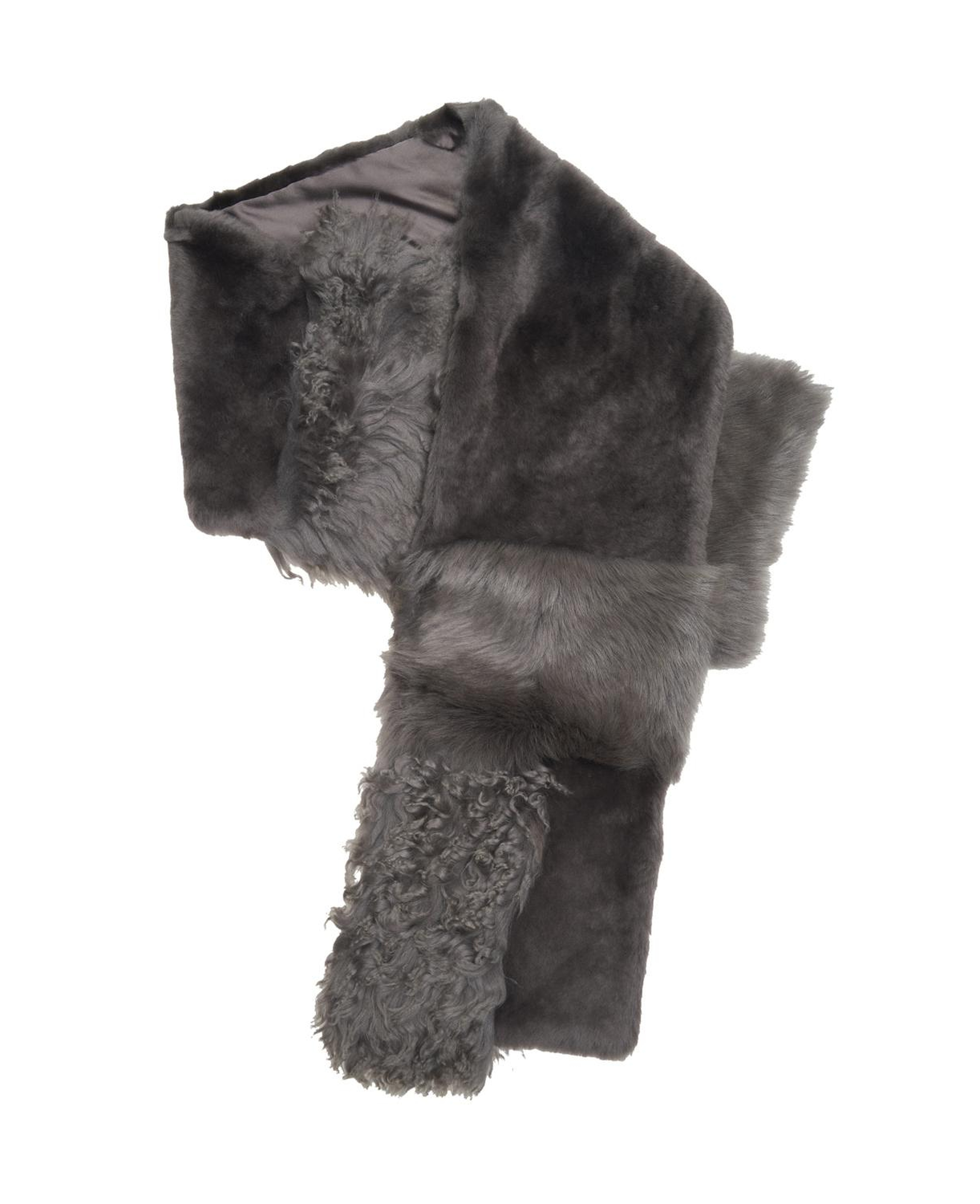 Miranna Gri Kadın Kürk Şal Yaka