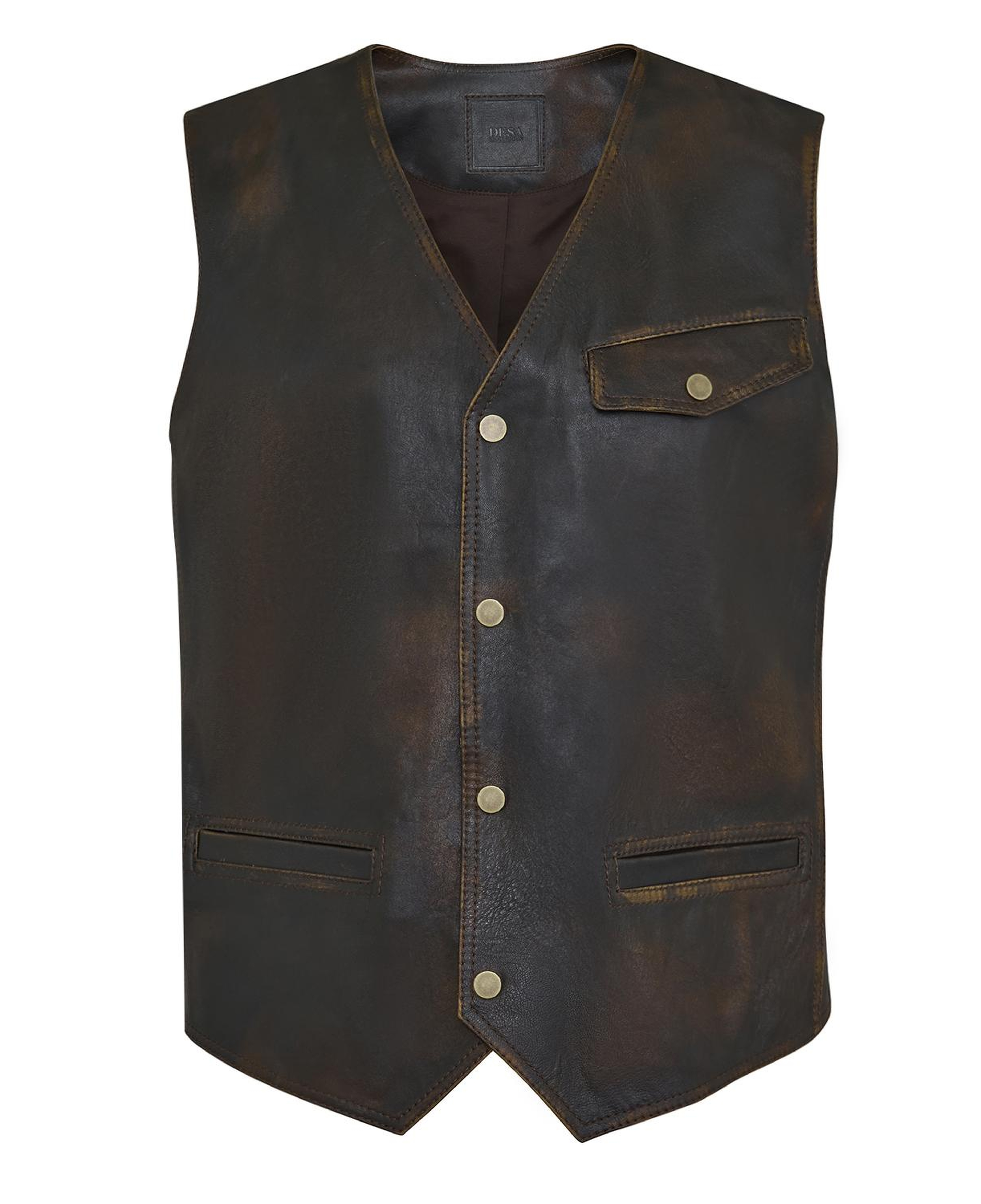 Allan Kahve Erkek Vintage Deri Yelek