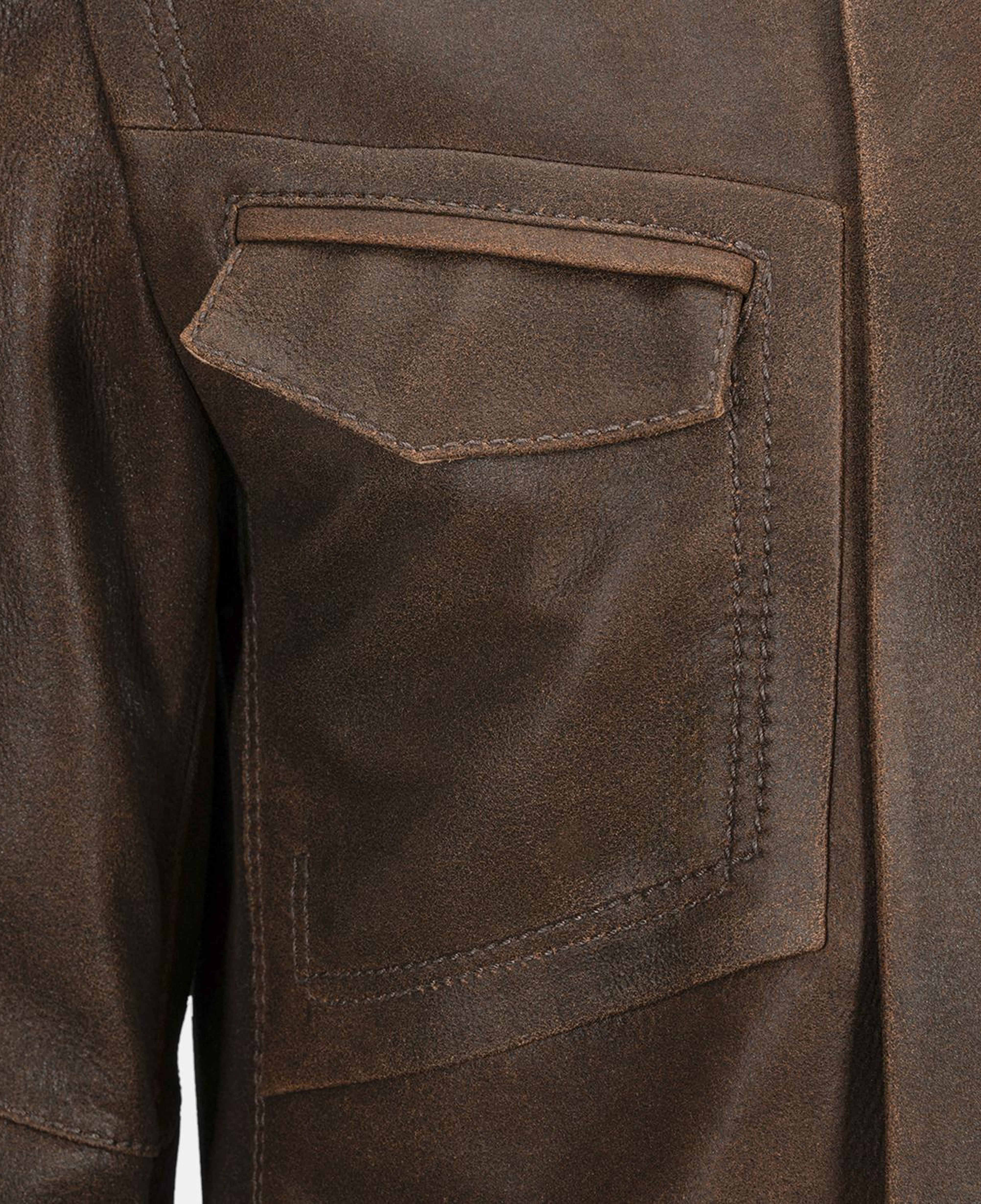 Erkek Taba Gömlek Yakalı Deri Mont