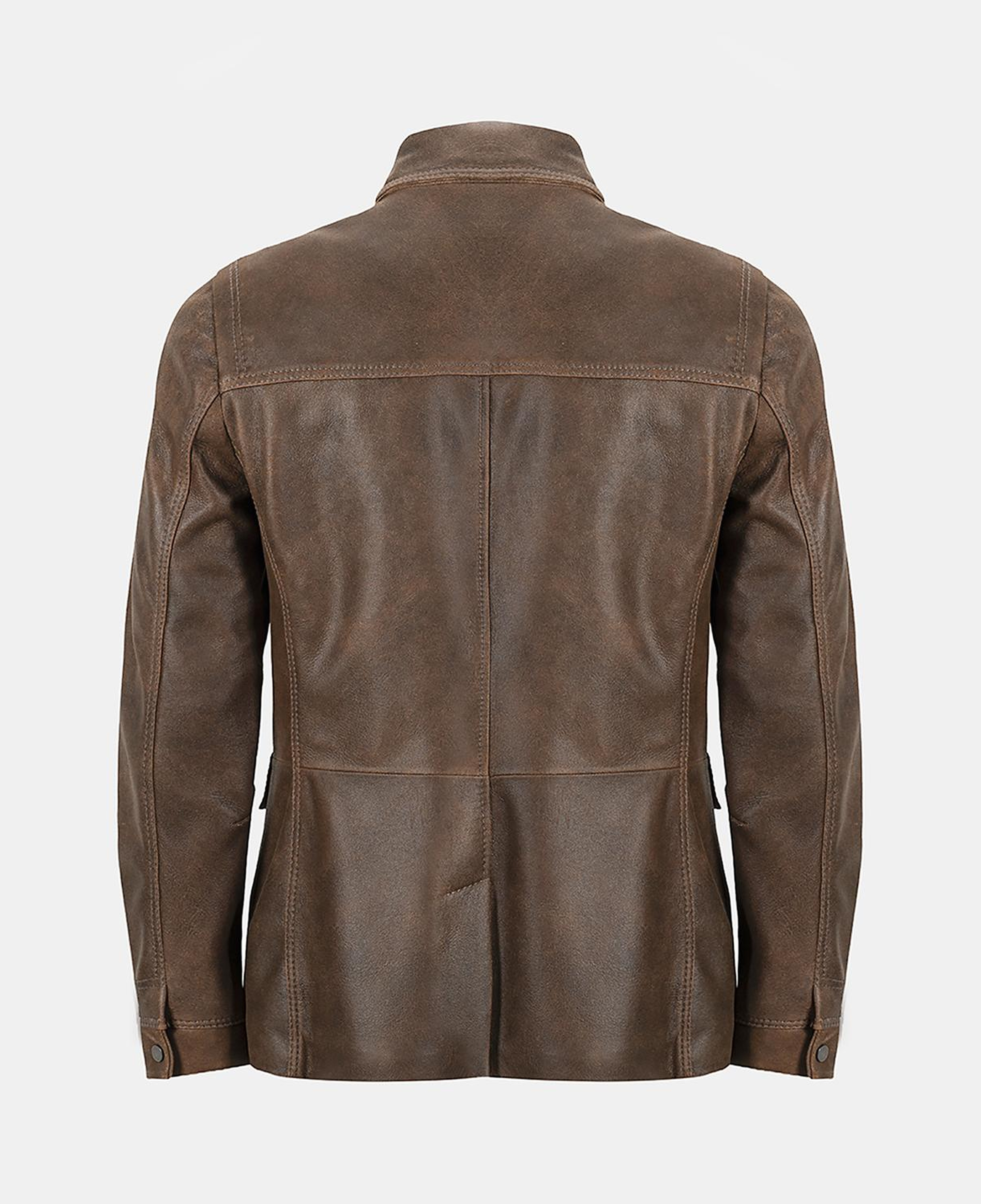 Erkek Taba Gömlek Yakalı Deri Mont