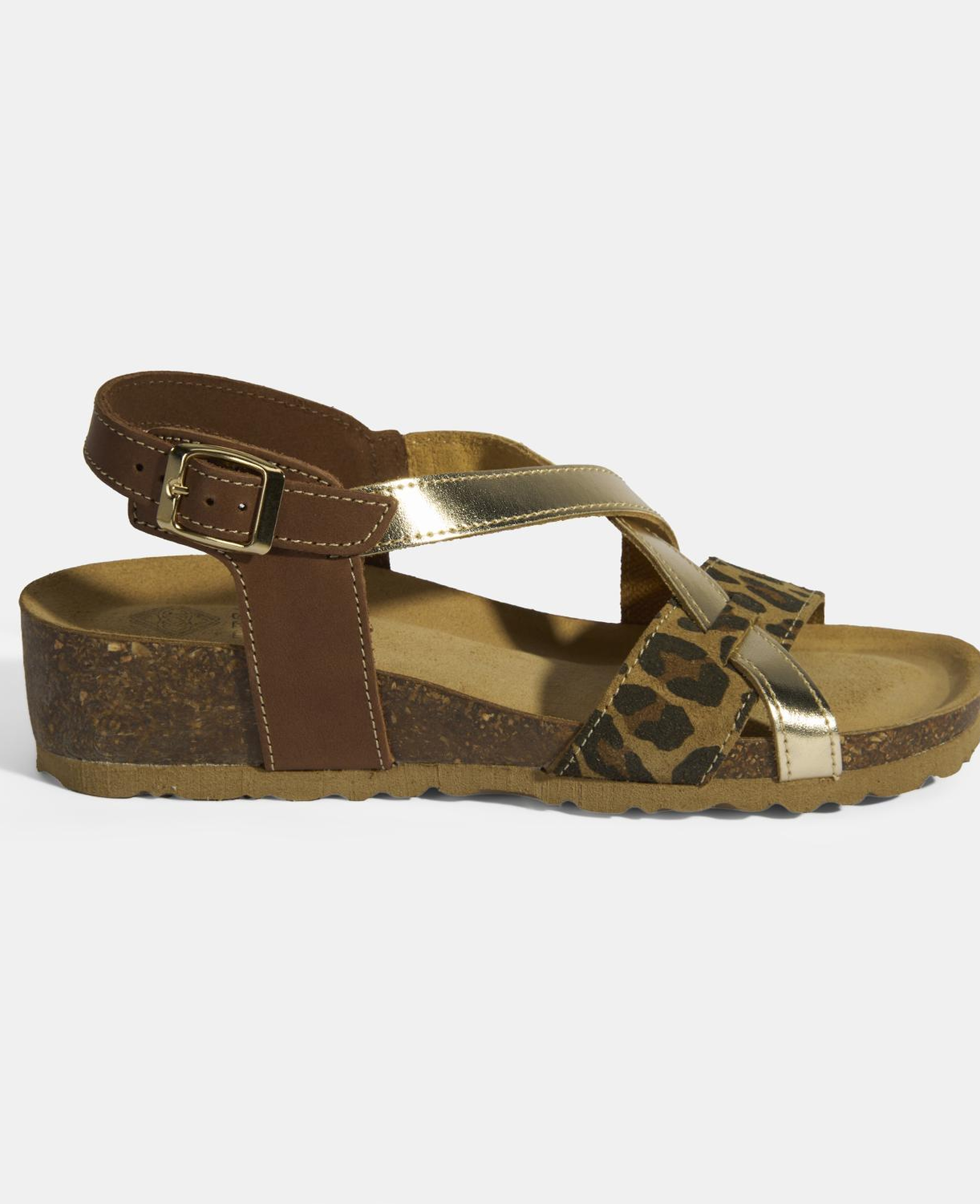 Leopar Kadın Toka Detaylı Nubuk Sandalet