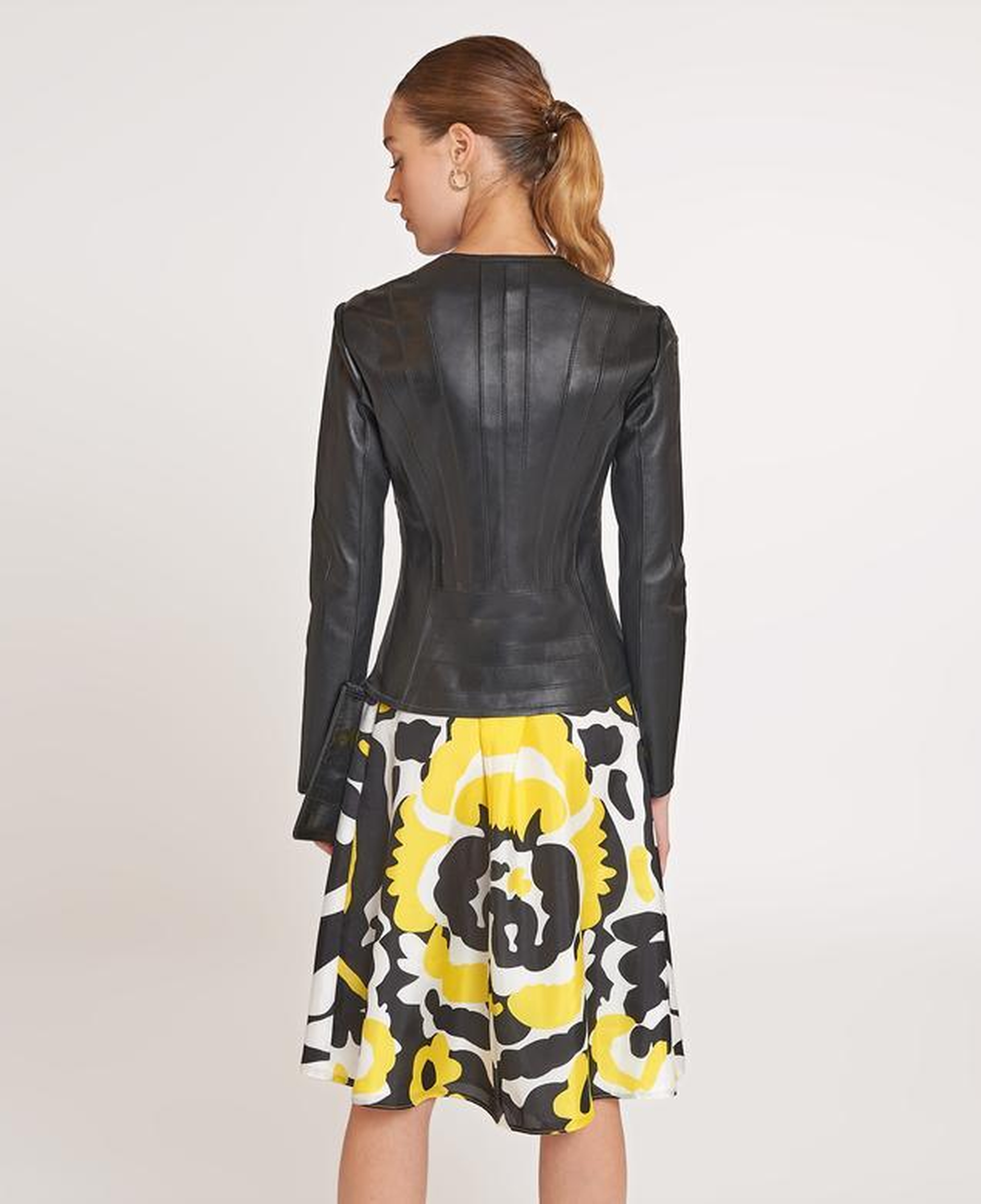 Deundria Kadın Fit Panelli Deri Ceket