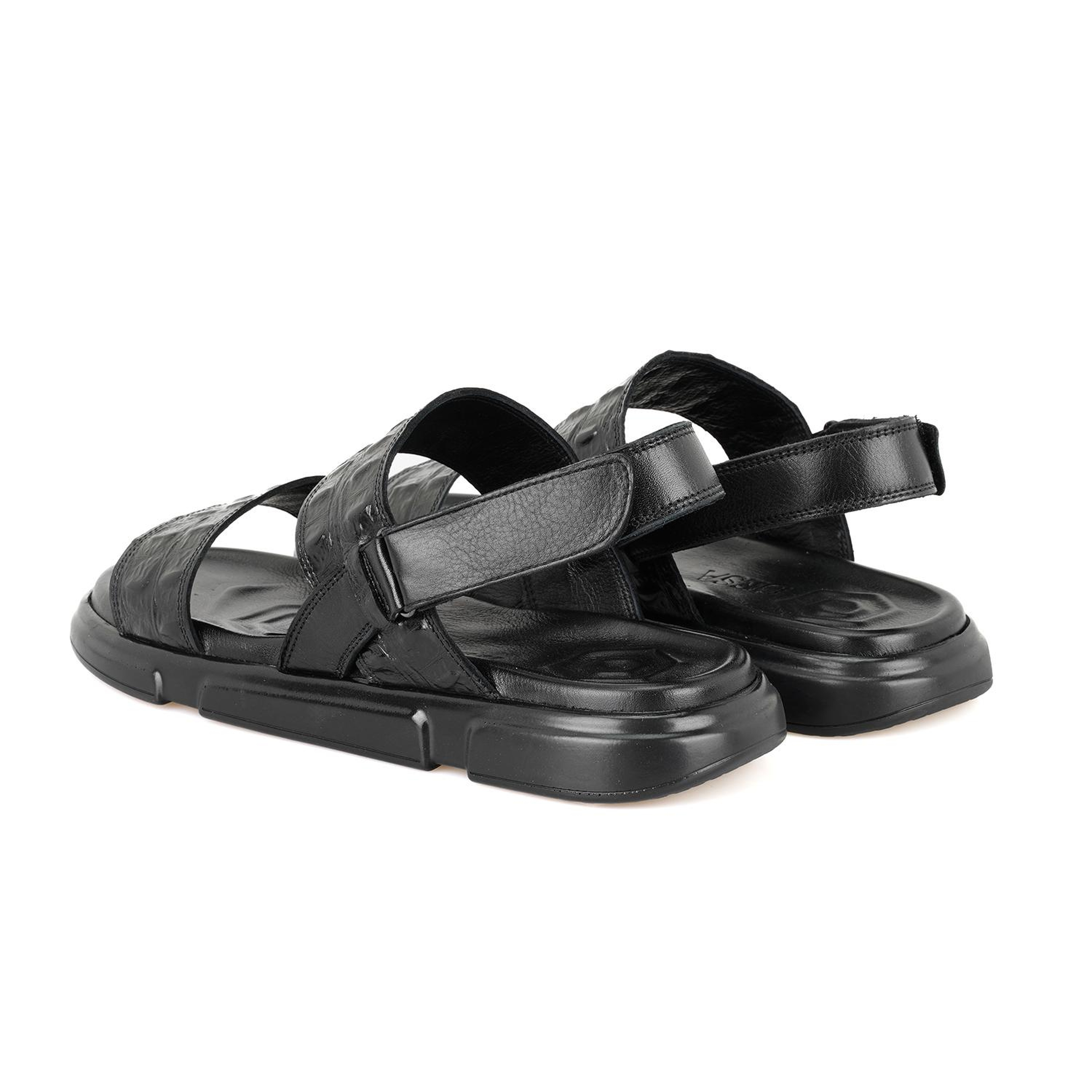 Ellery Siyah Erkek Deri Sandalet