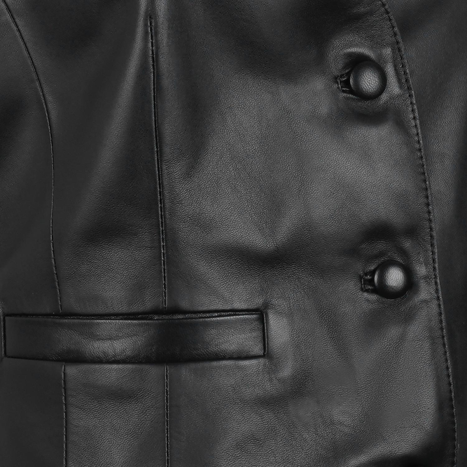 Itala Siyah Kadın Deri Yelek