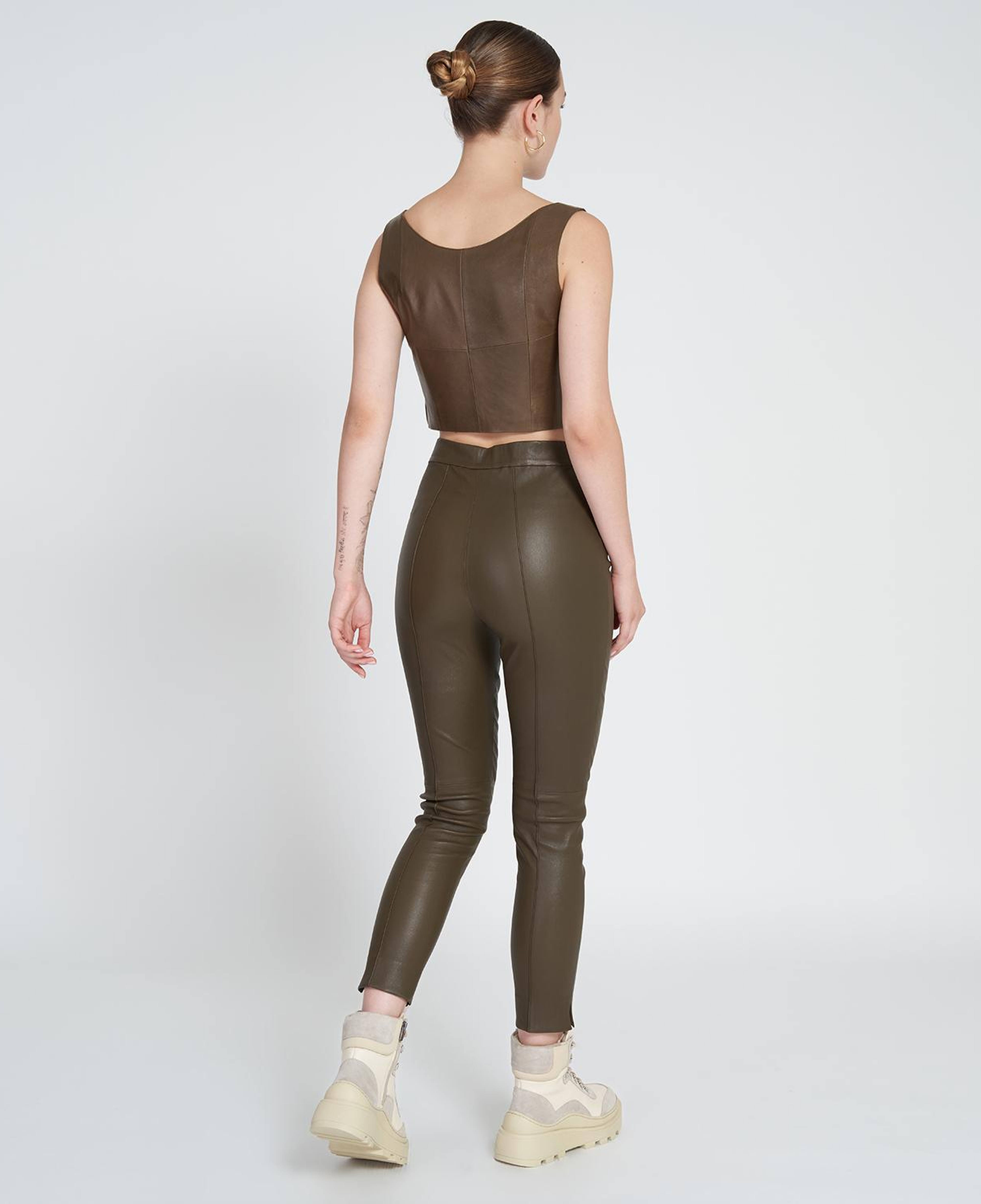 Molly Yeşil Kadın Deri Pantolon