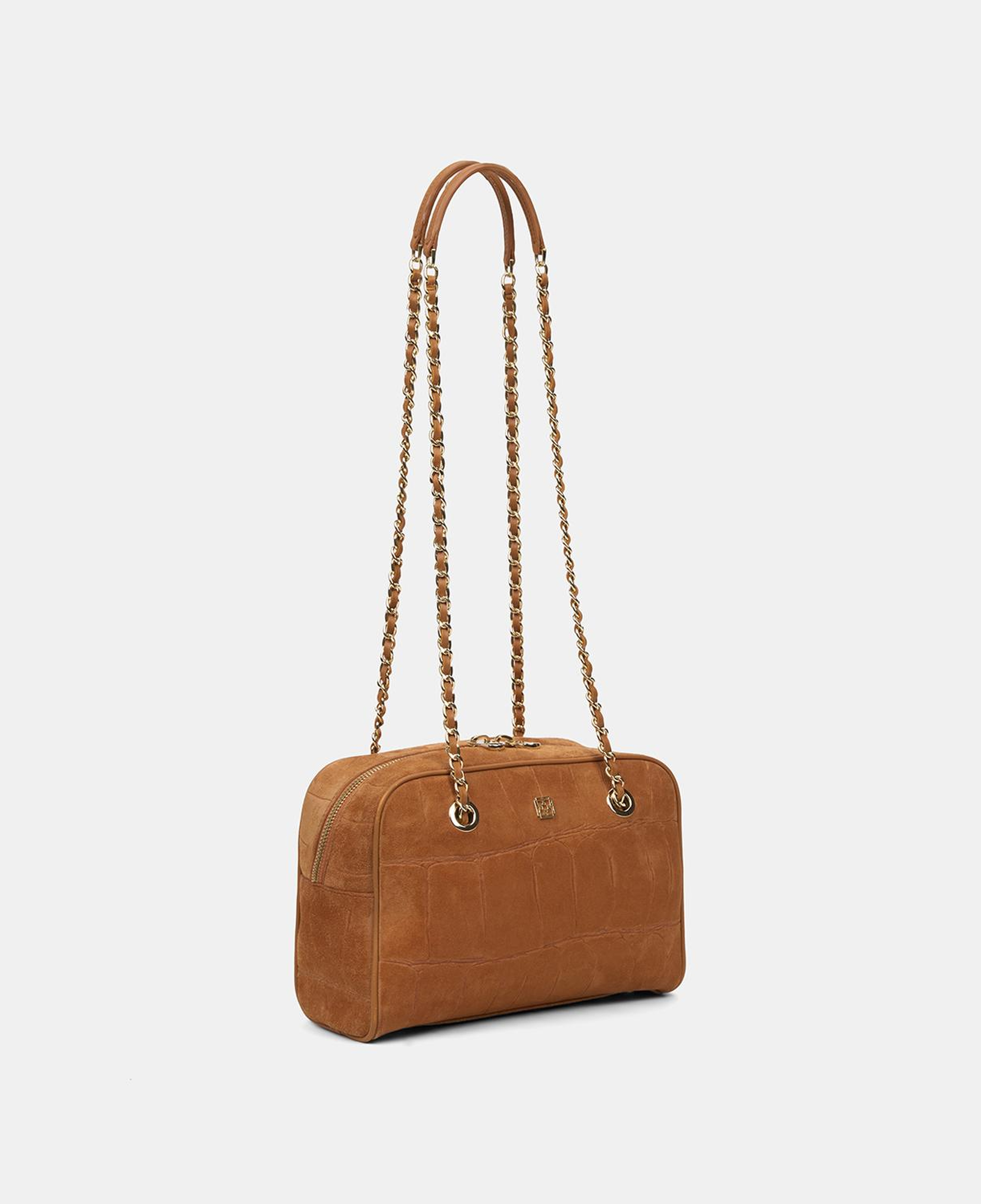 Kadın Turuncu Zincir Askılı Süet Deri Omuz Çantası