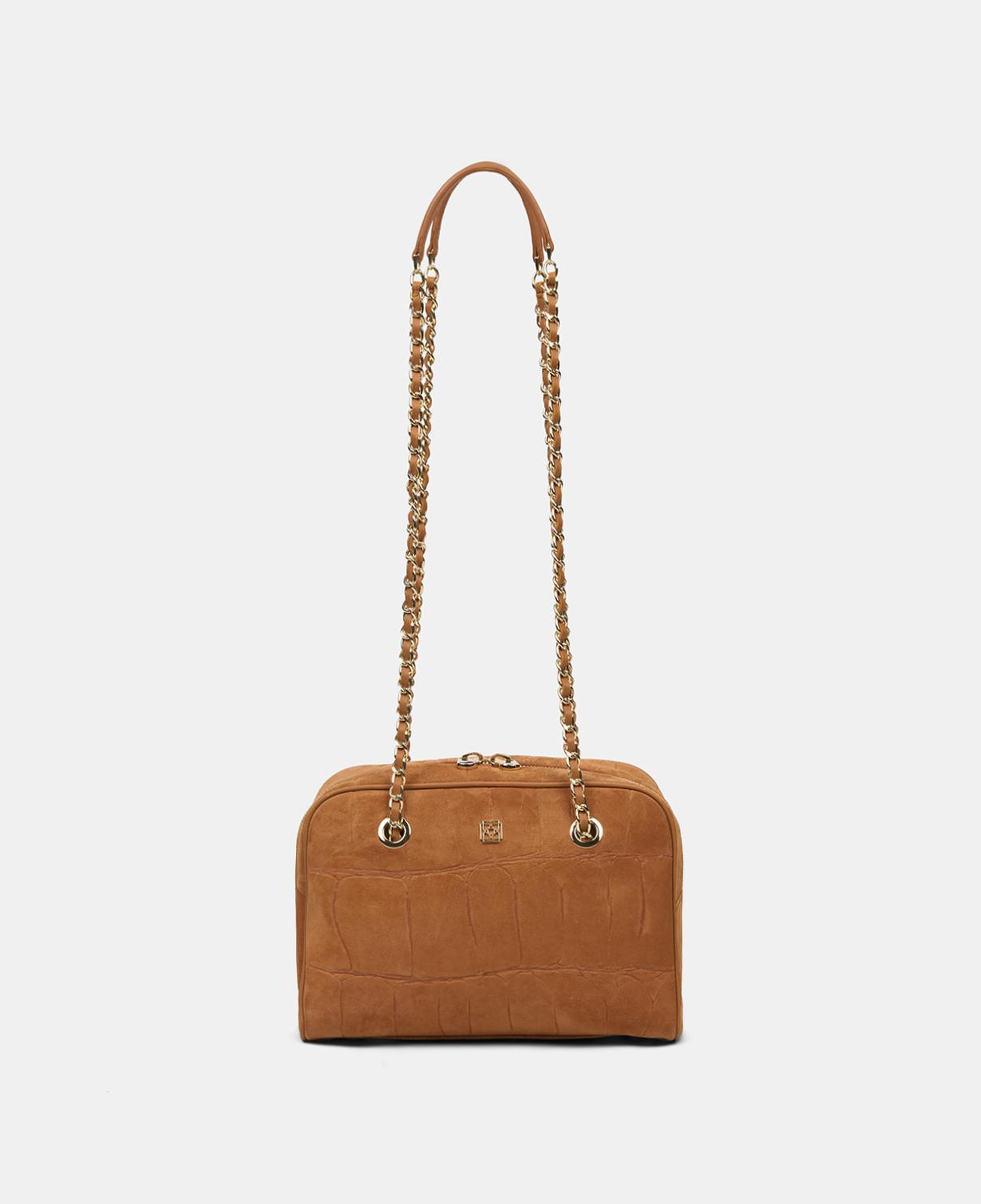 Kadın Turuncu Zincir Askılı Süet Deri Omuz Çantası