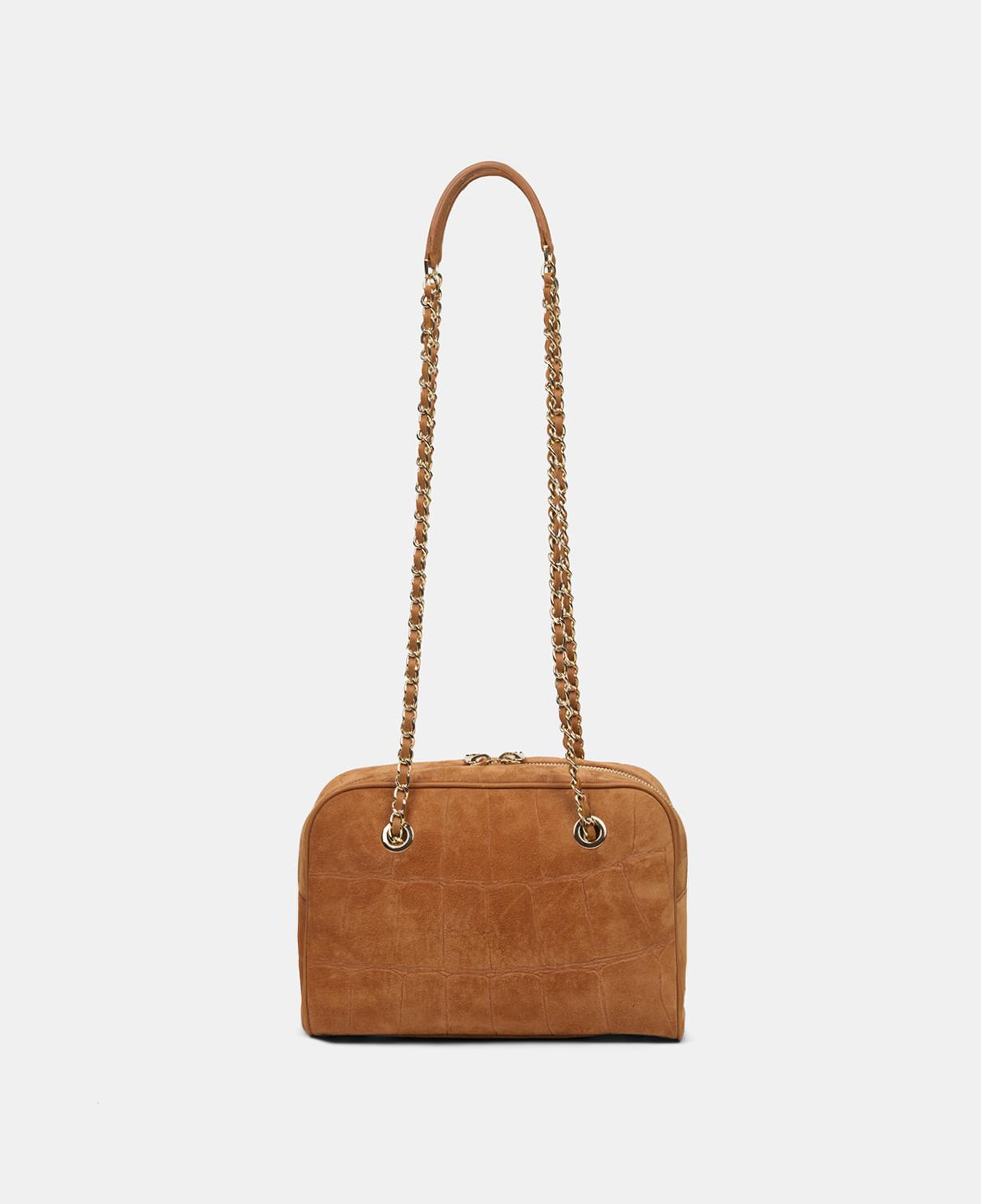 Kadın Turuncu Zincir Askılı Süet Deri Omuz Çantası