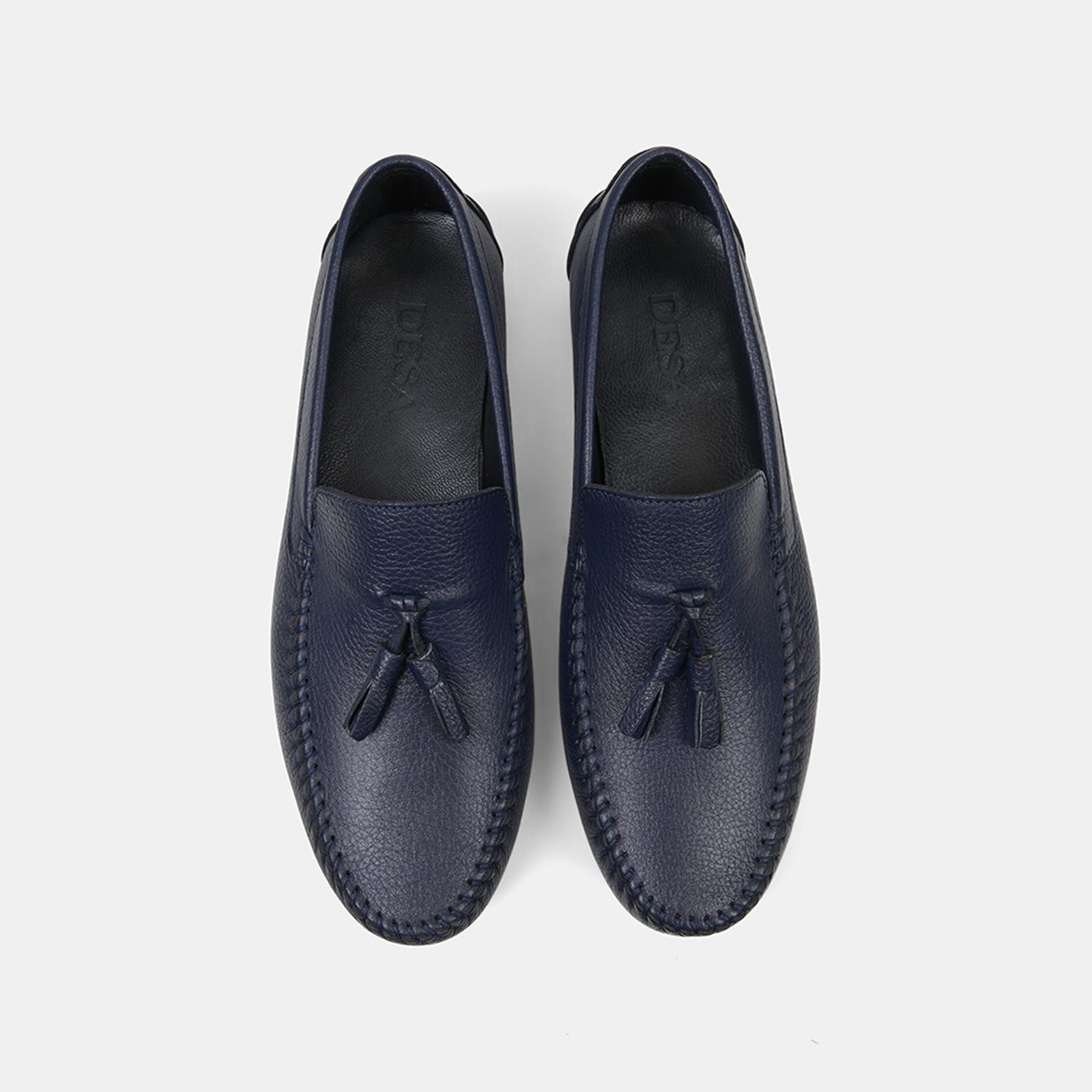 Erkek Lacivert Püskül Detaylı Deri Loafer