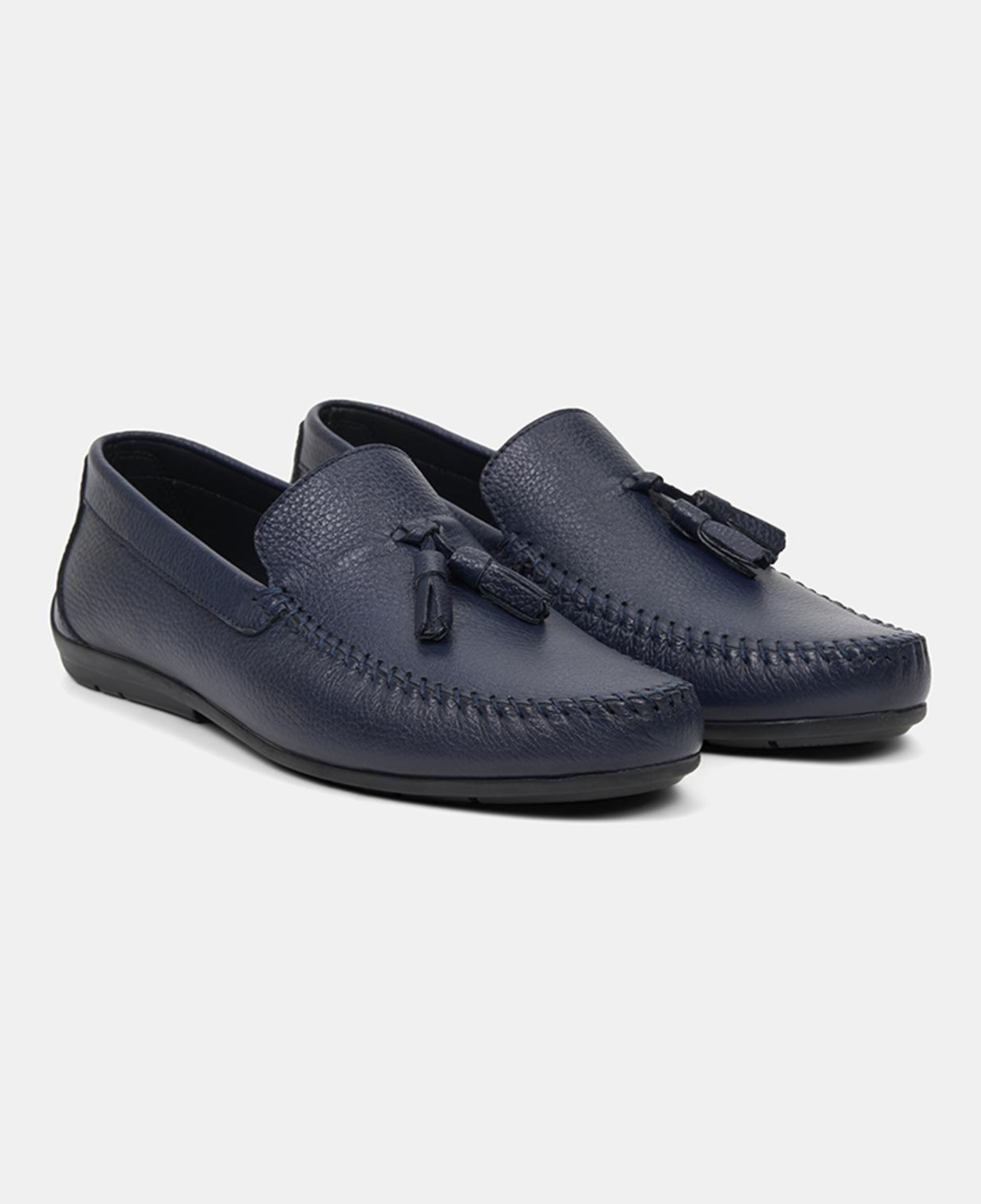 Erkek Lacivert Püskül Detaylı Deri Loafer