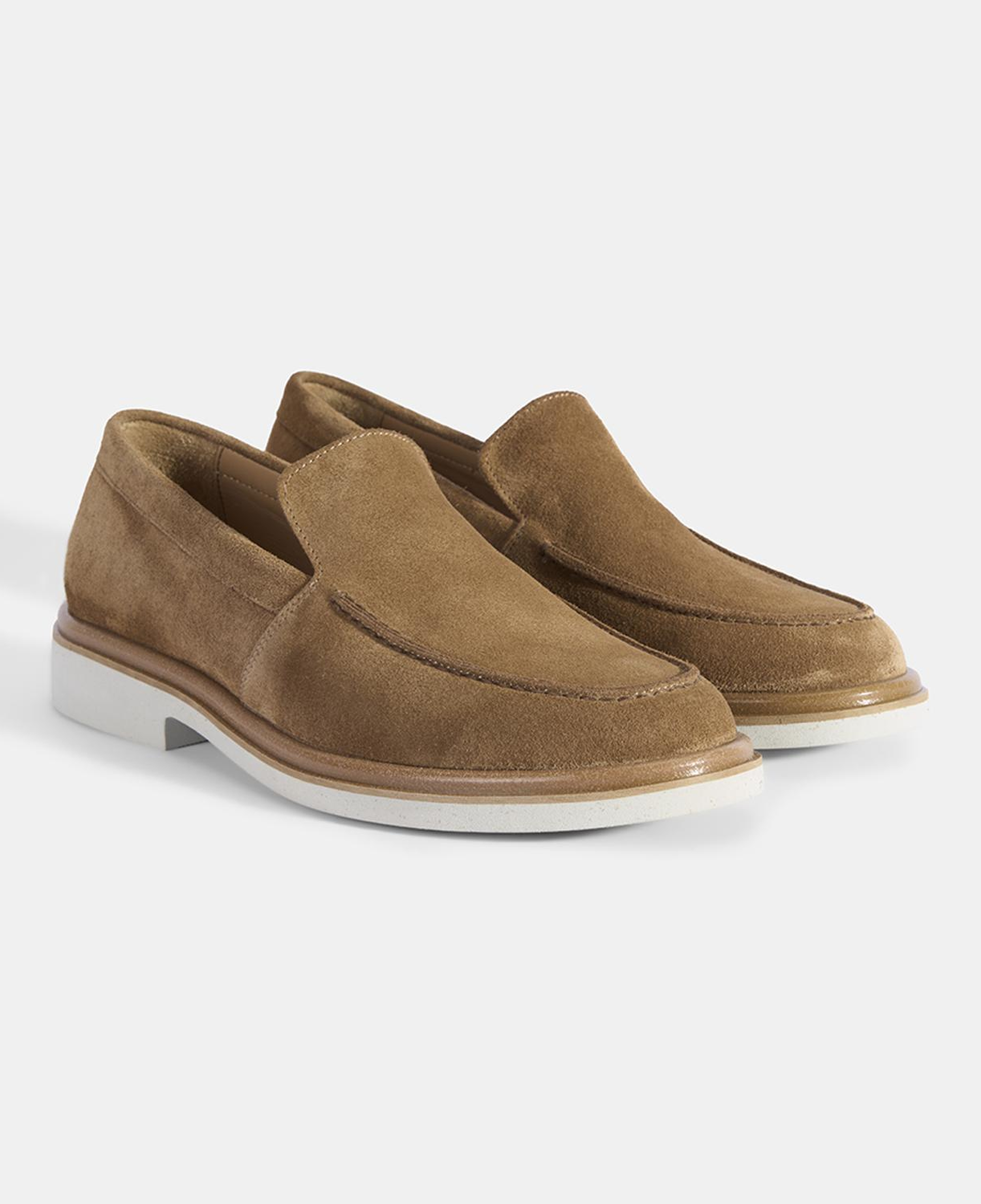 Erkek Taba Klasik Beyaz Tabanlı Süet Loafer