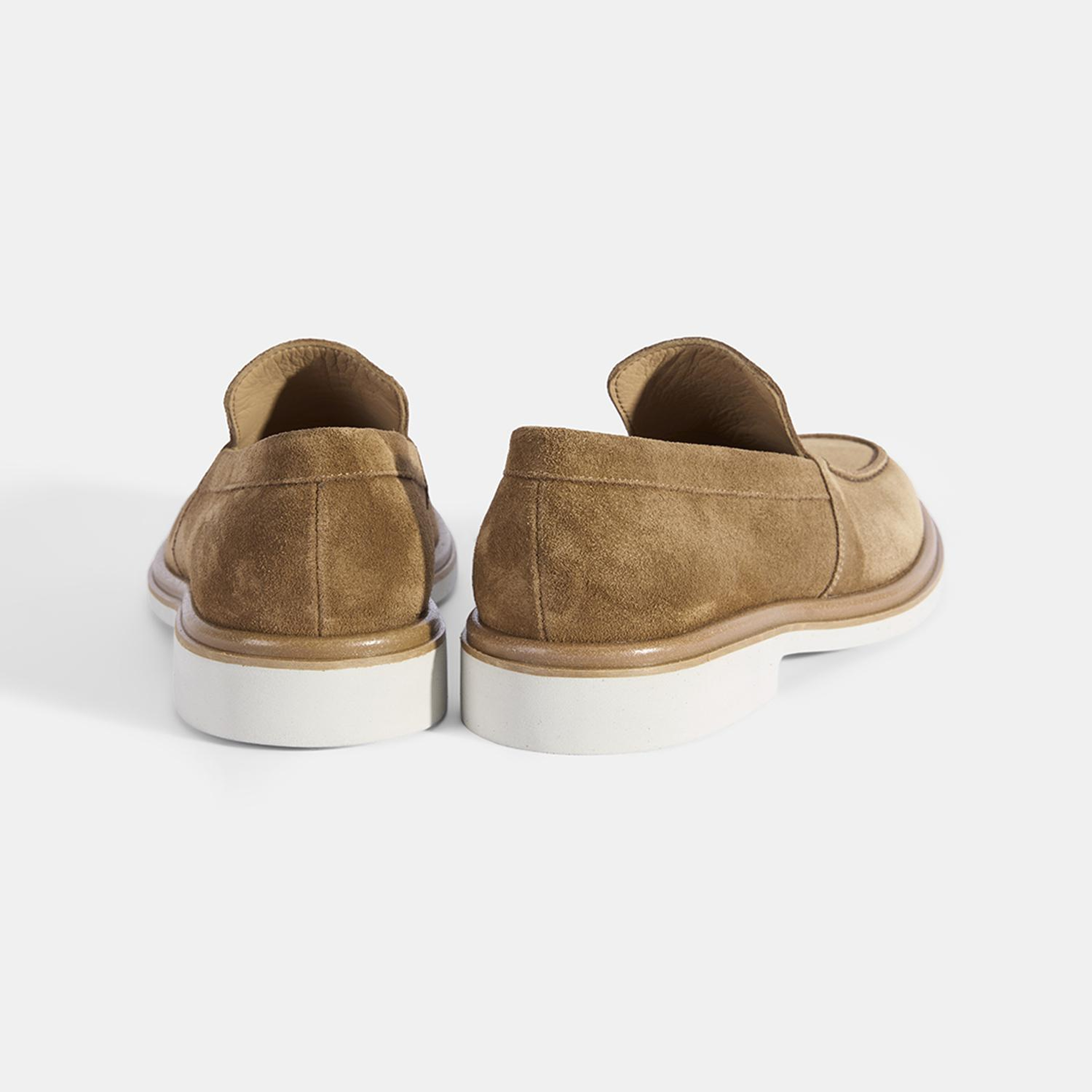 Erkek Taba Klasik Beyaz Tabanlı Süet Loafer