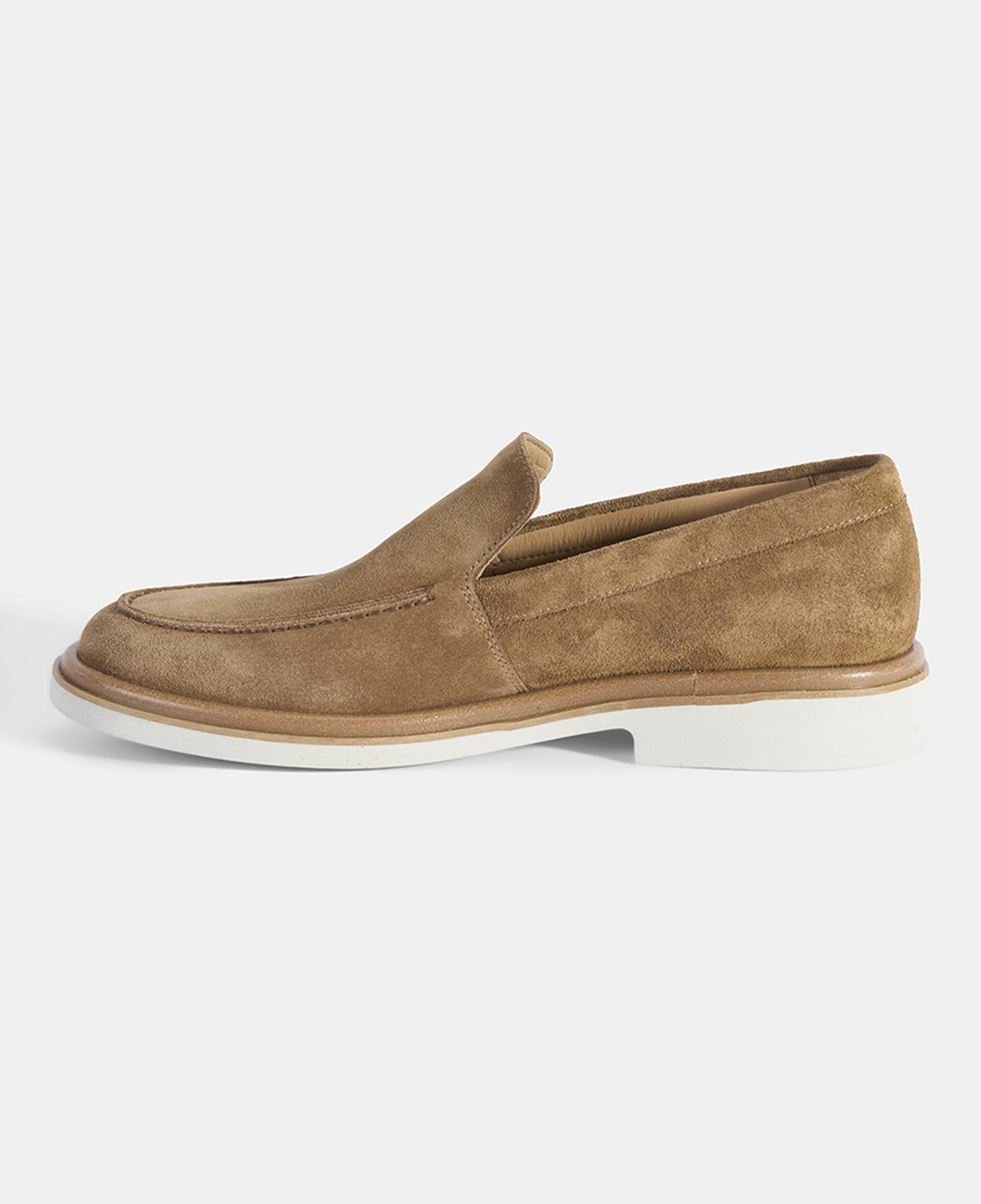 Erkek Taba Klasik Beyaz Tabanlı Süet Loafer