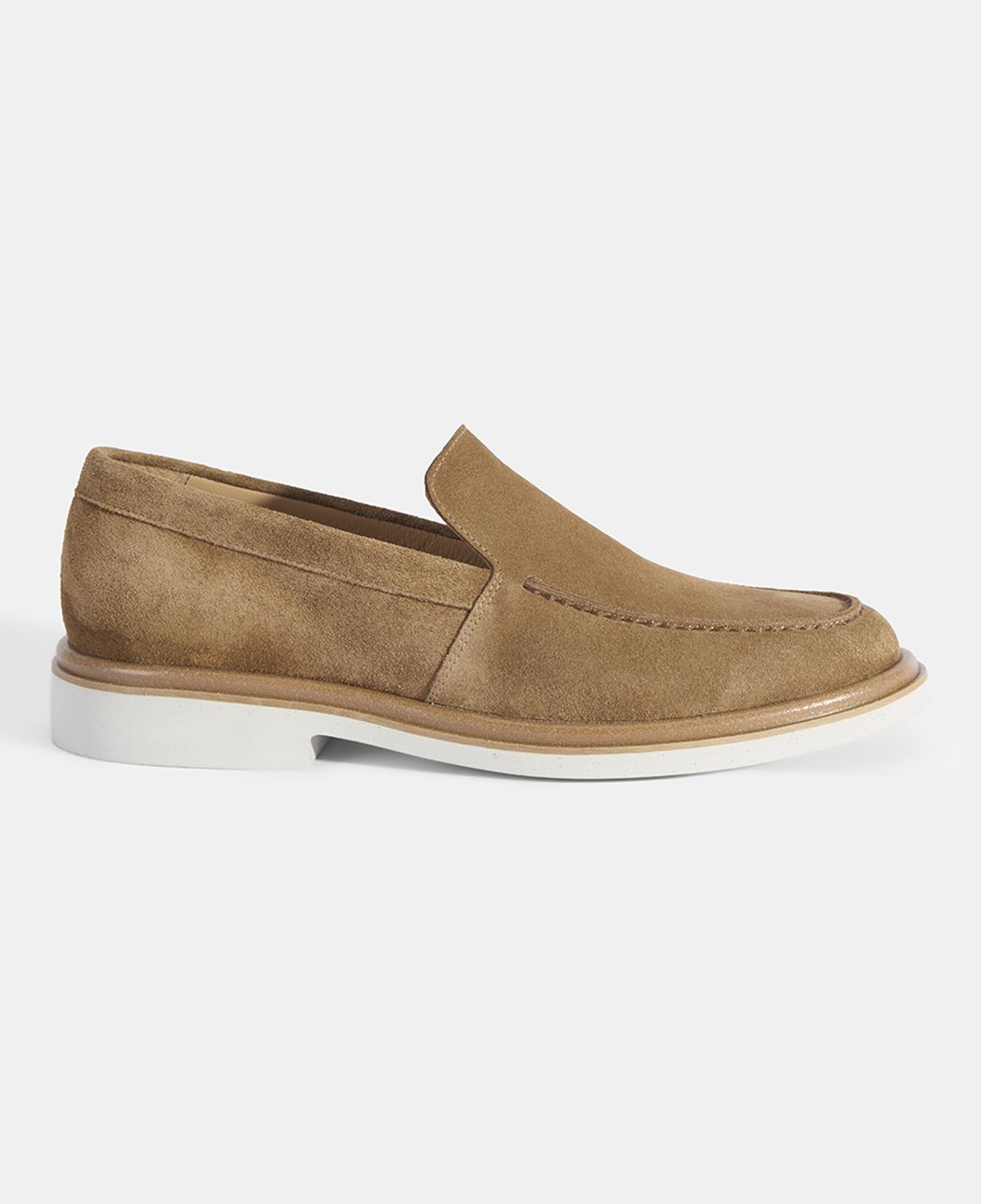Erkek Taba Klasik Beyaz Tabanlı Süet Loafer