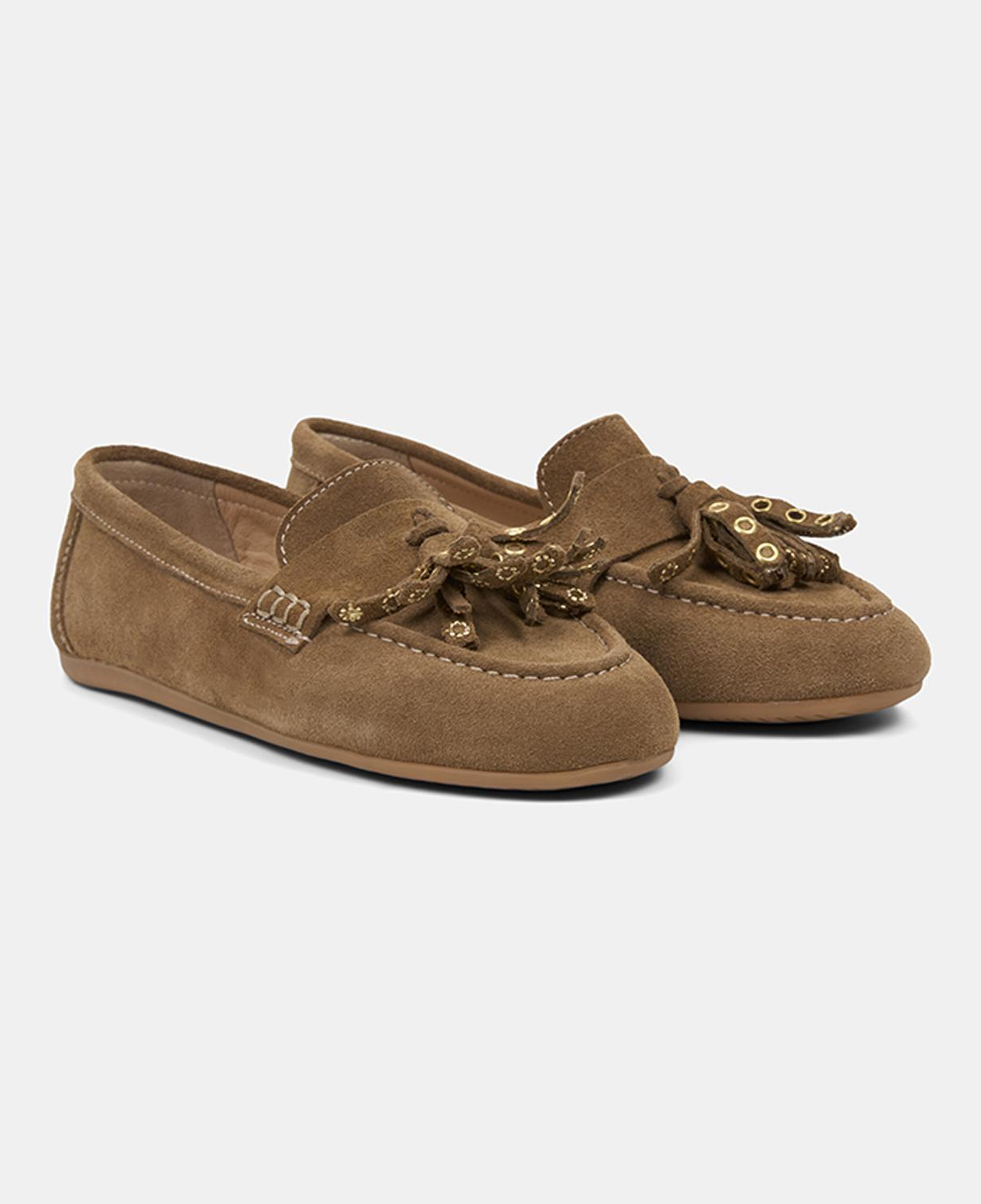 Kadın Taba Püskül Zımba Detaylı Süet Deri Loafer