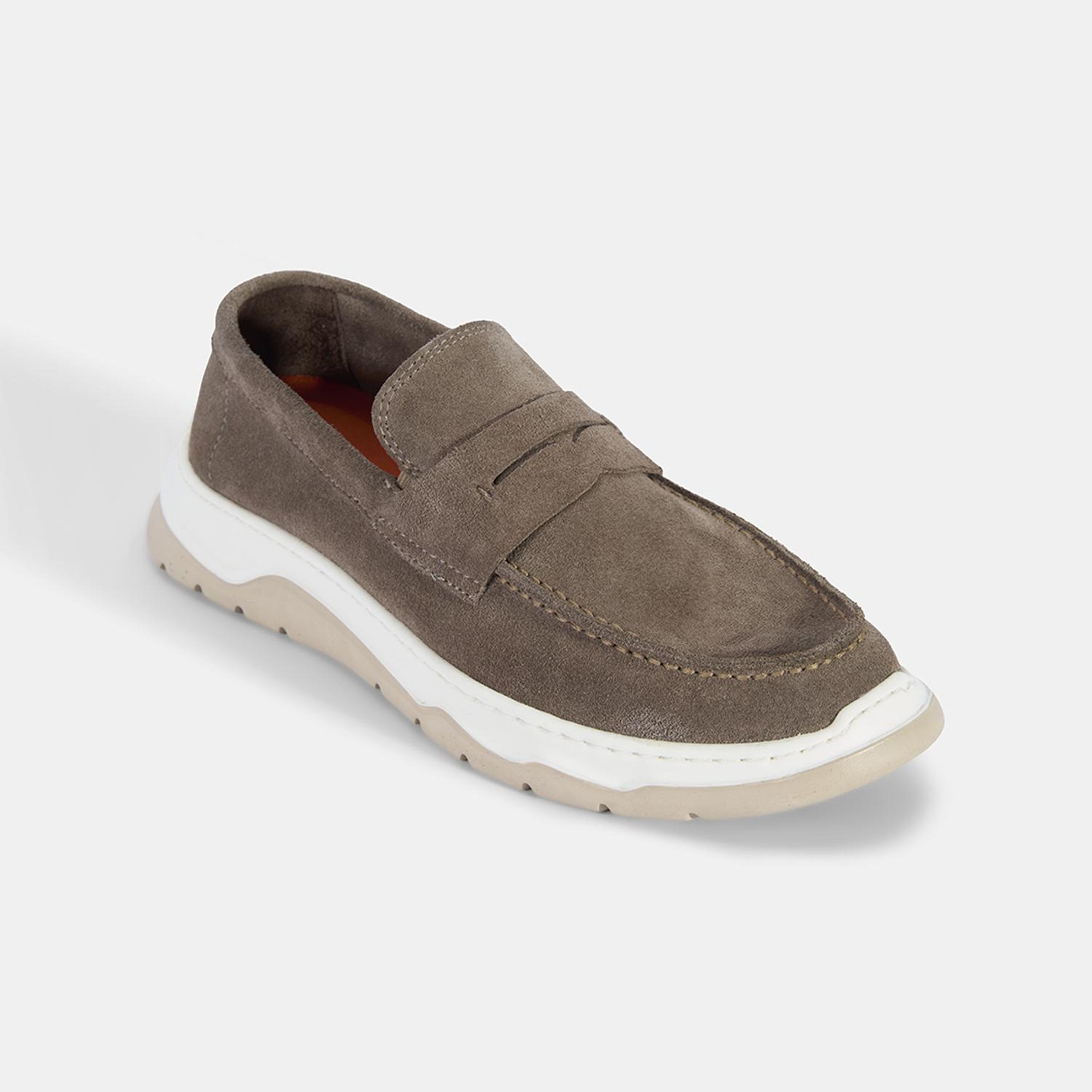 Erkek Vizon Kalın Tabanlı Süet Deri Loafer