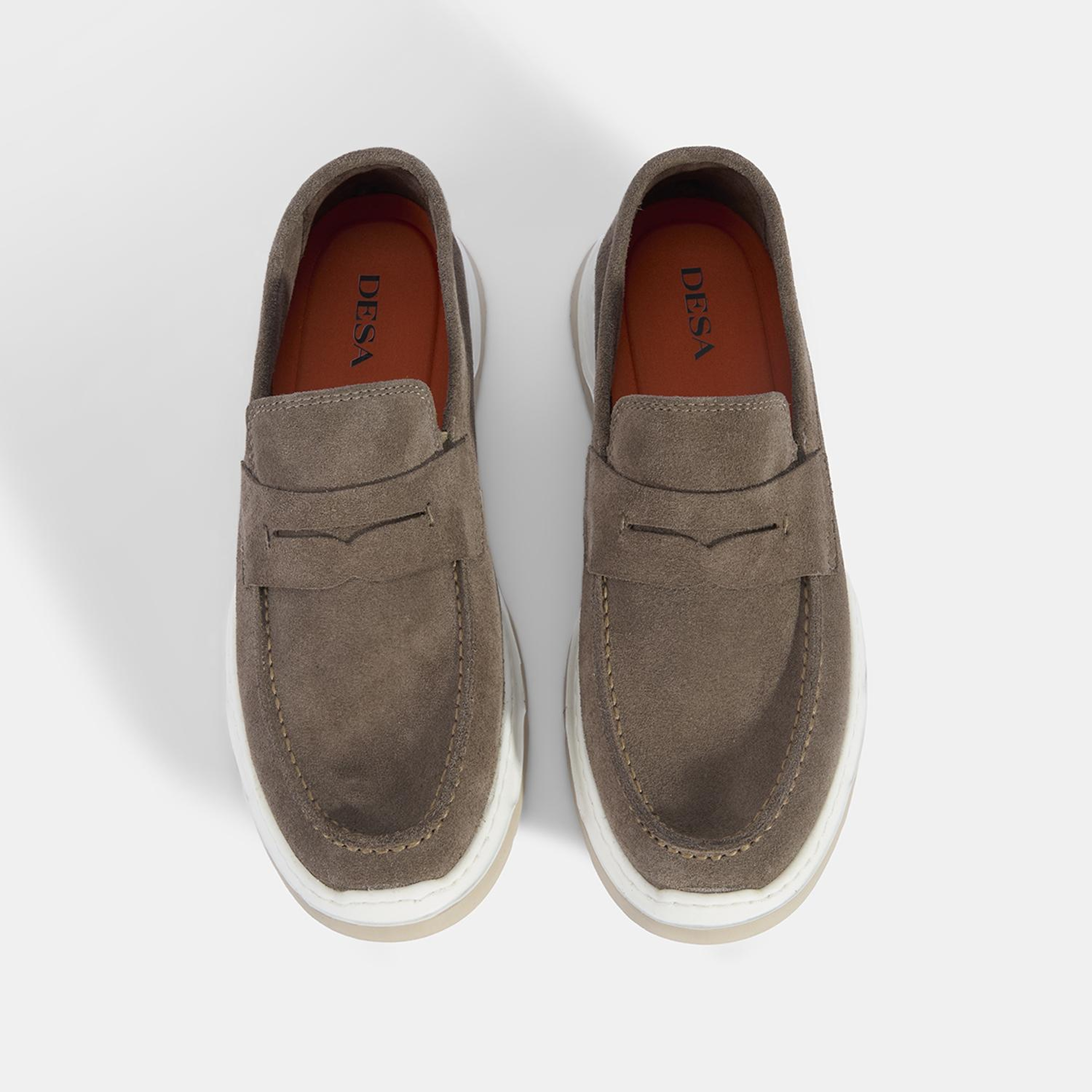 Erkek Vizon Kalın Tabanlı Süet Deri Loafer