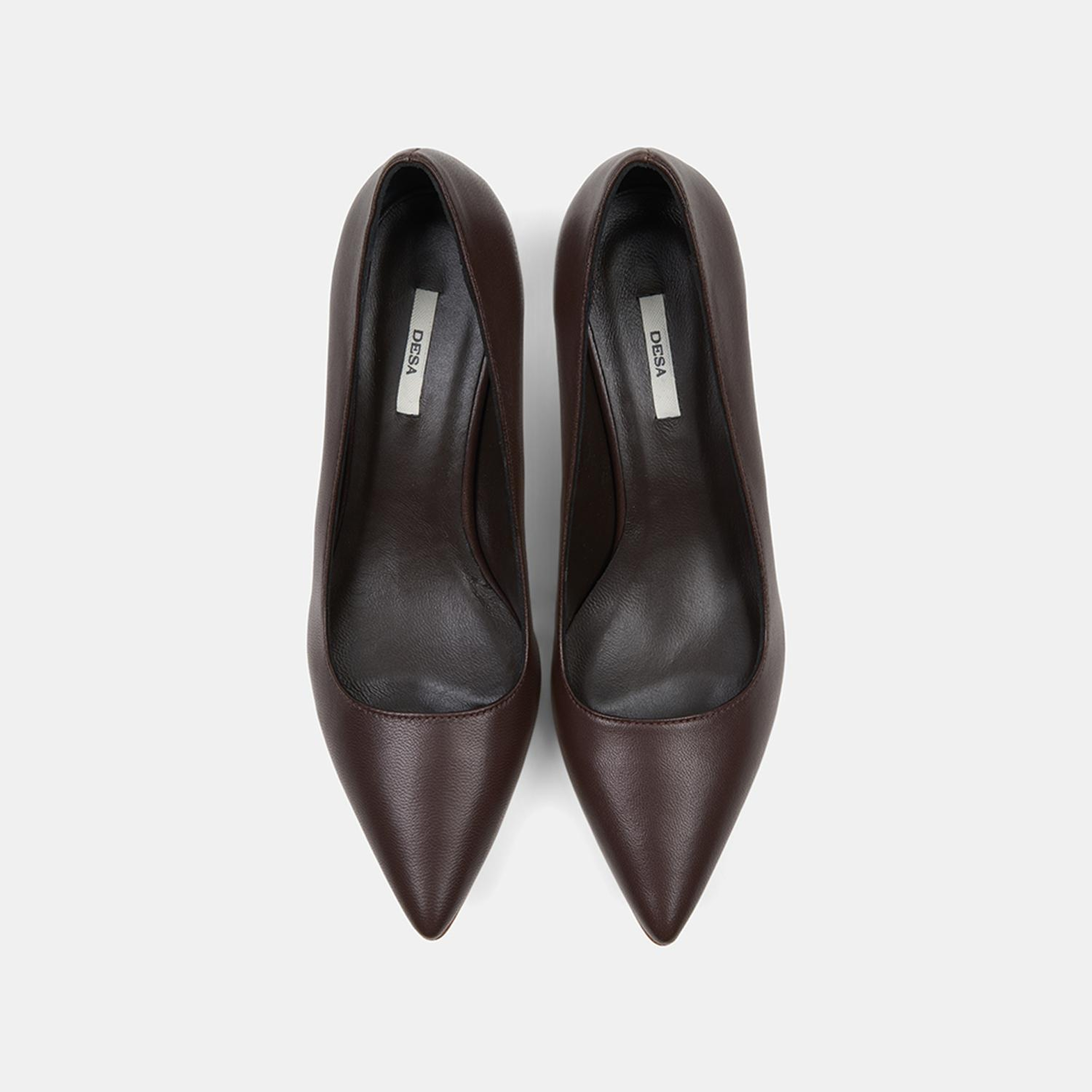 Kadın Kahve Sivri Burunlu Deri Stiletto