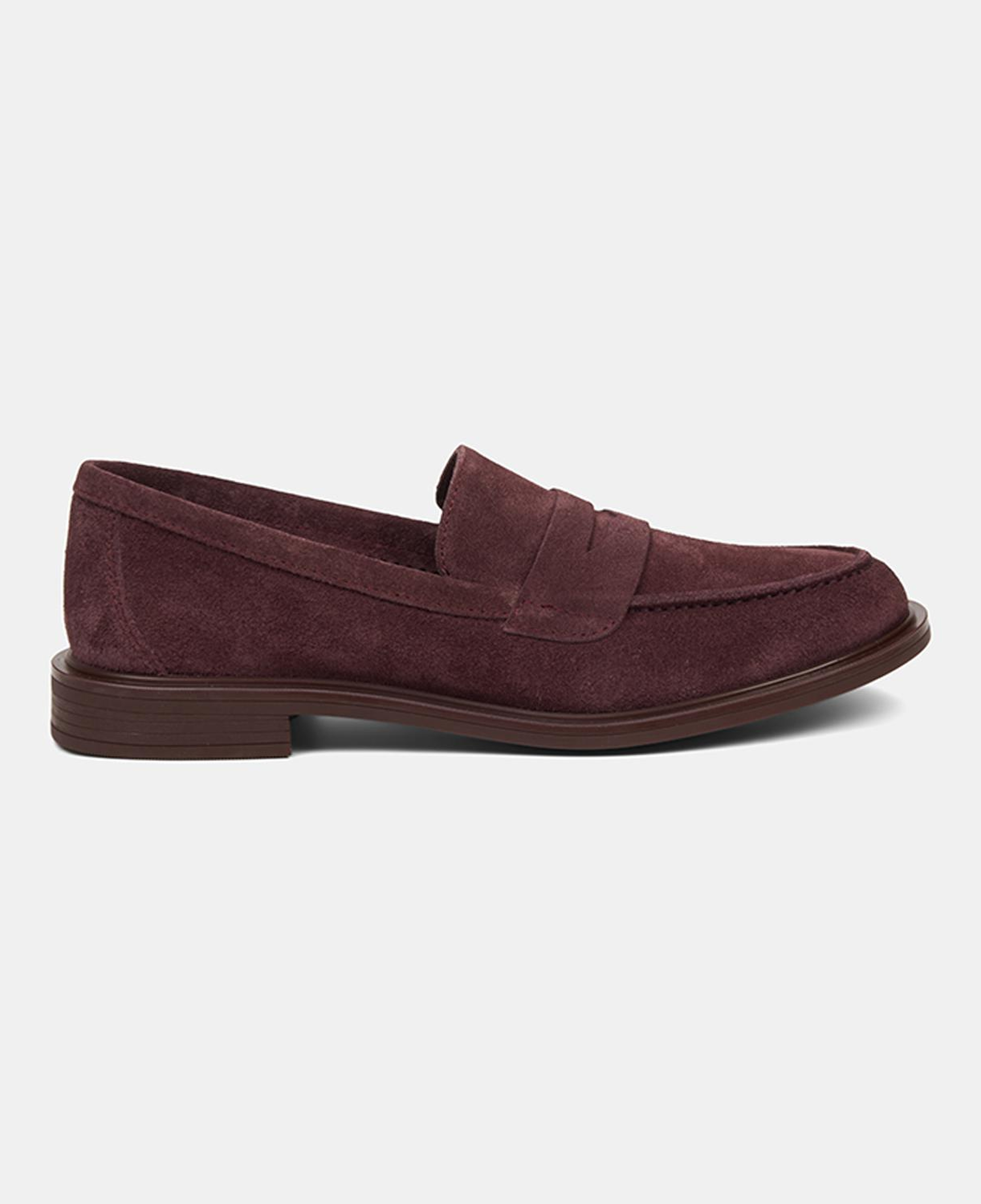 Kadın Bordo Yuvarlak Burun Süet Deri Loafer