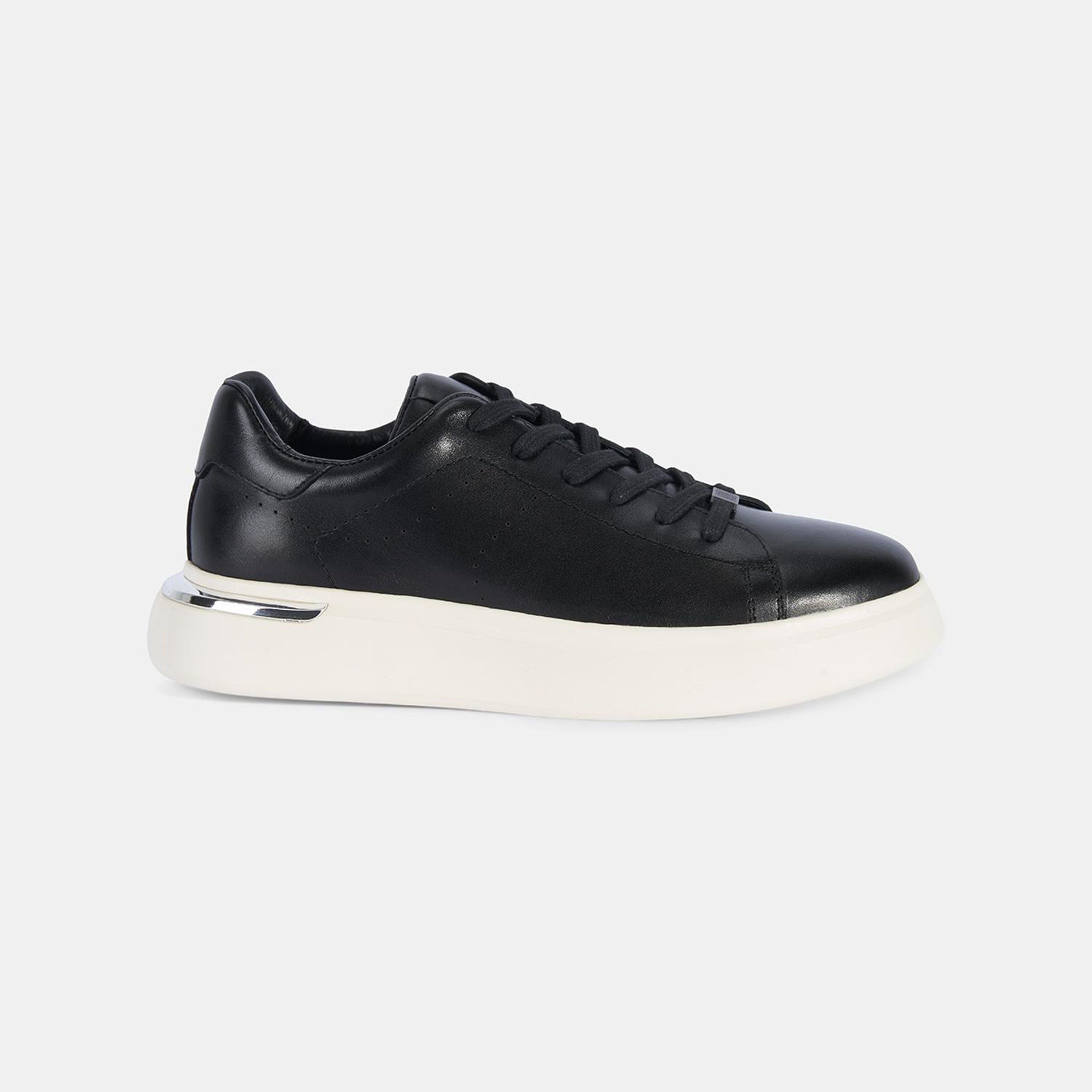 Erkek Siyah DesaComfort Kalın Tabanlı Deri Sneaker
