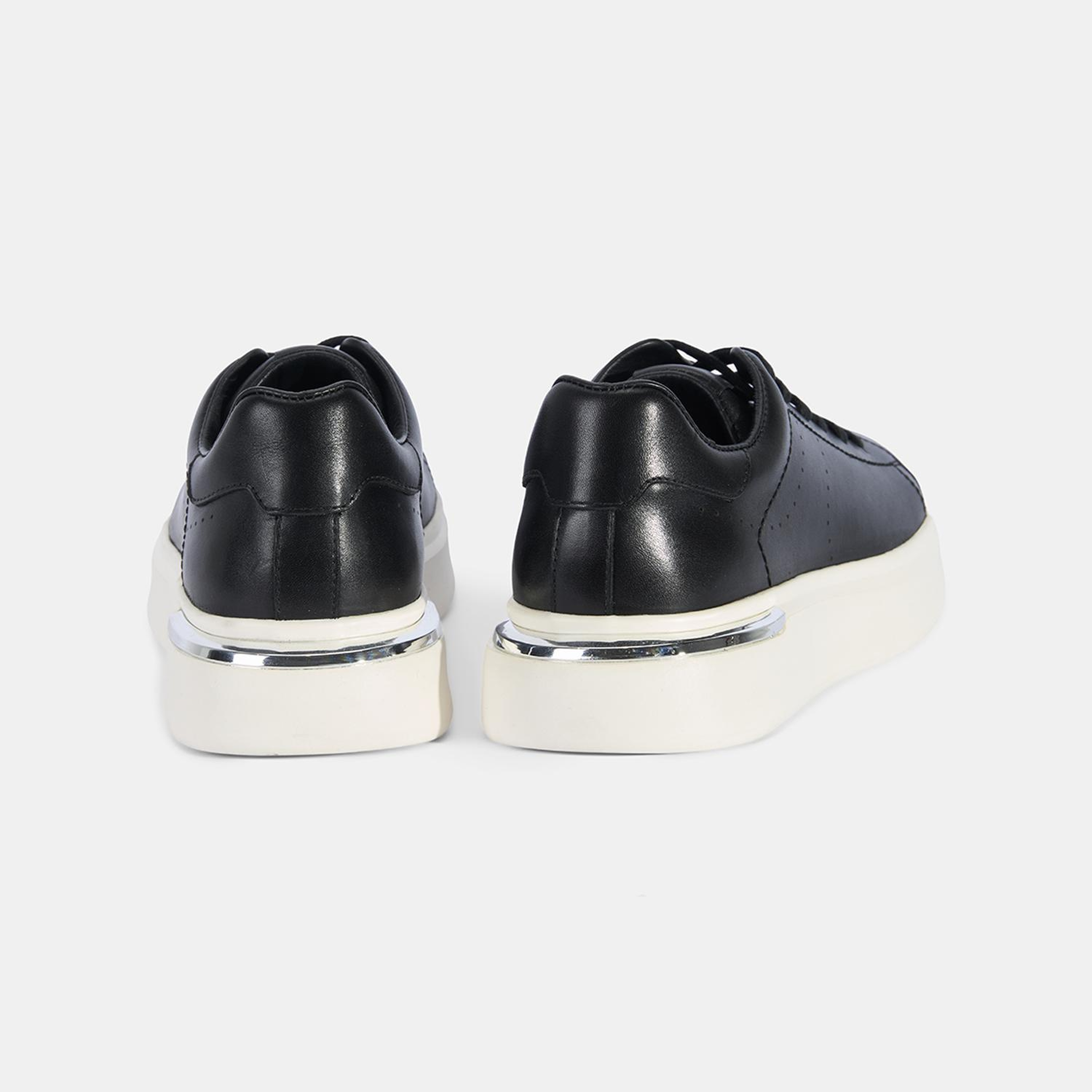 Erkek Siyah DesaComfort Kalın Tabanlı Deri Sneaker