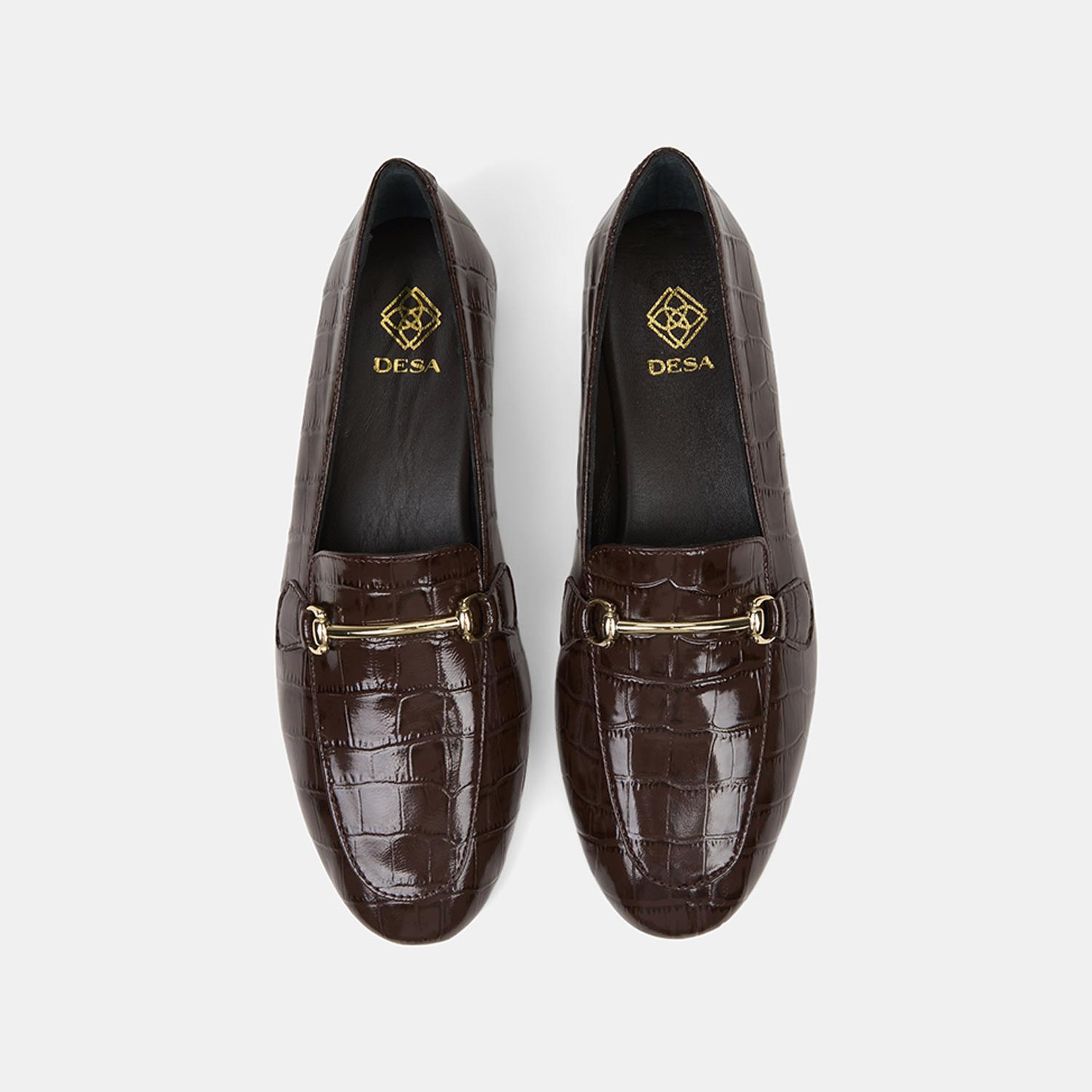 Kadın Acı Kahve Kroko Baskılı Rugan Deri Loafer
