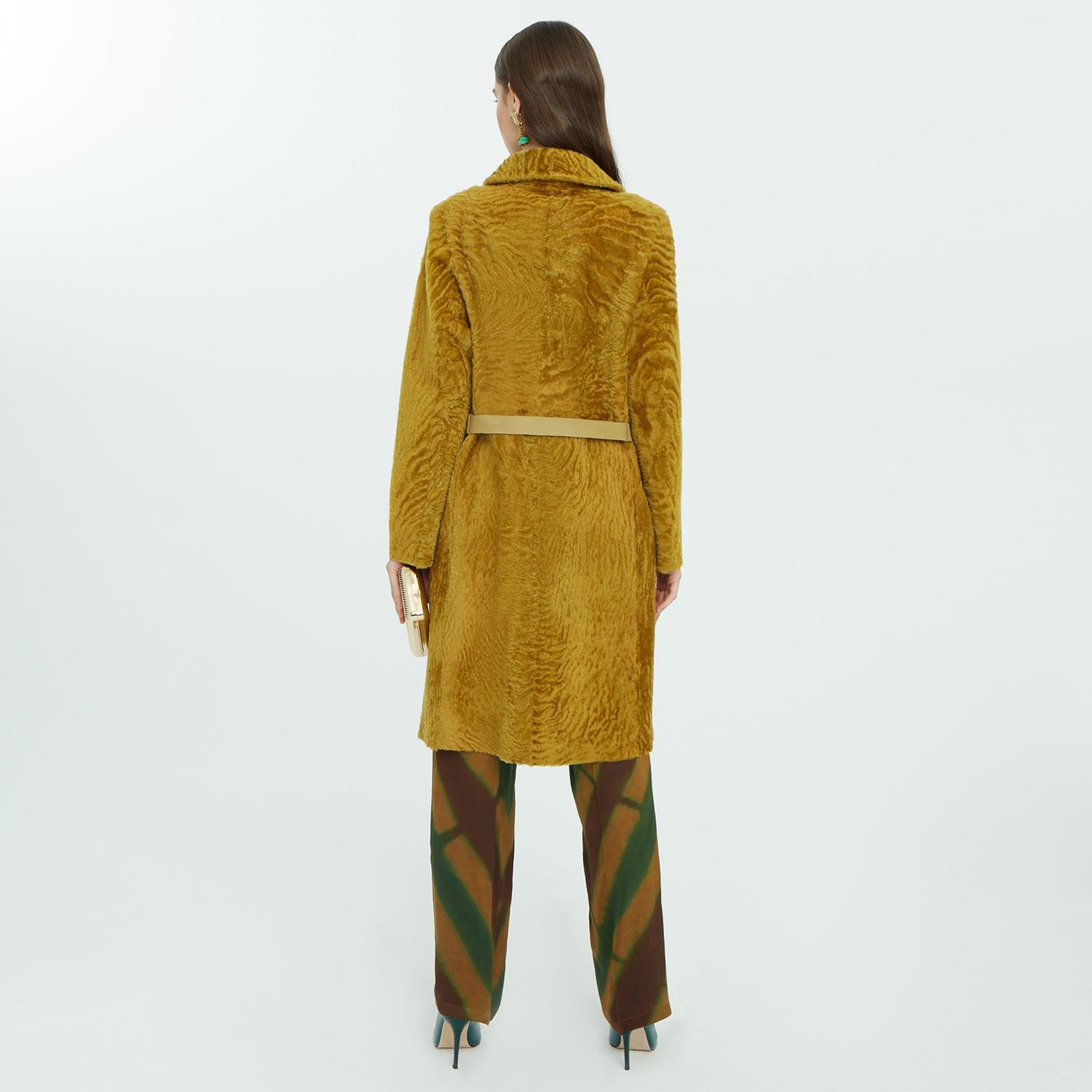 Charla Yeşil Kadın Çift Taraflı Yünlü Kaban