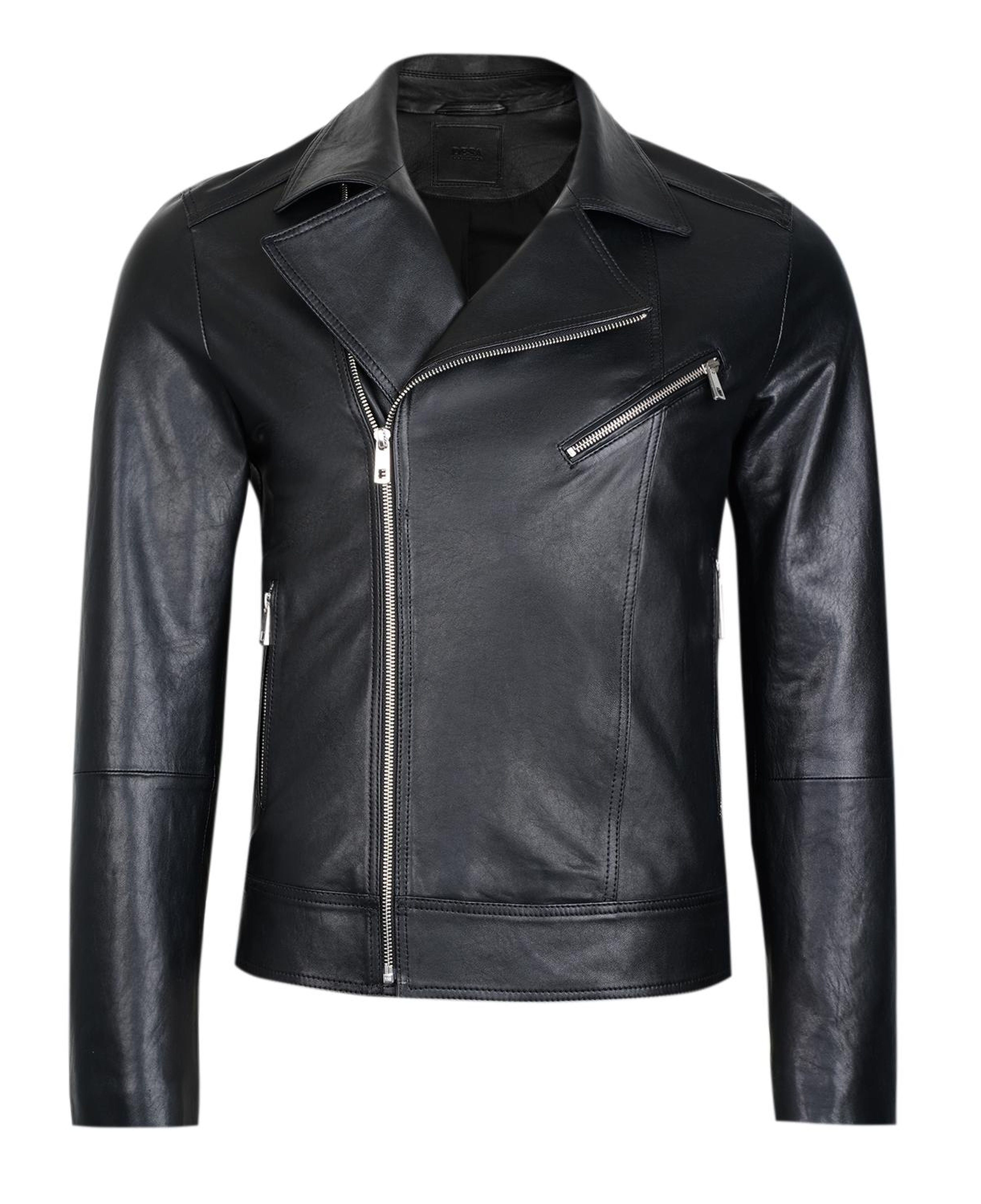 Santo Siyah Erkek Deri Biker Ceket