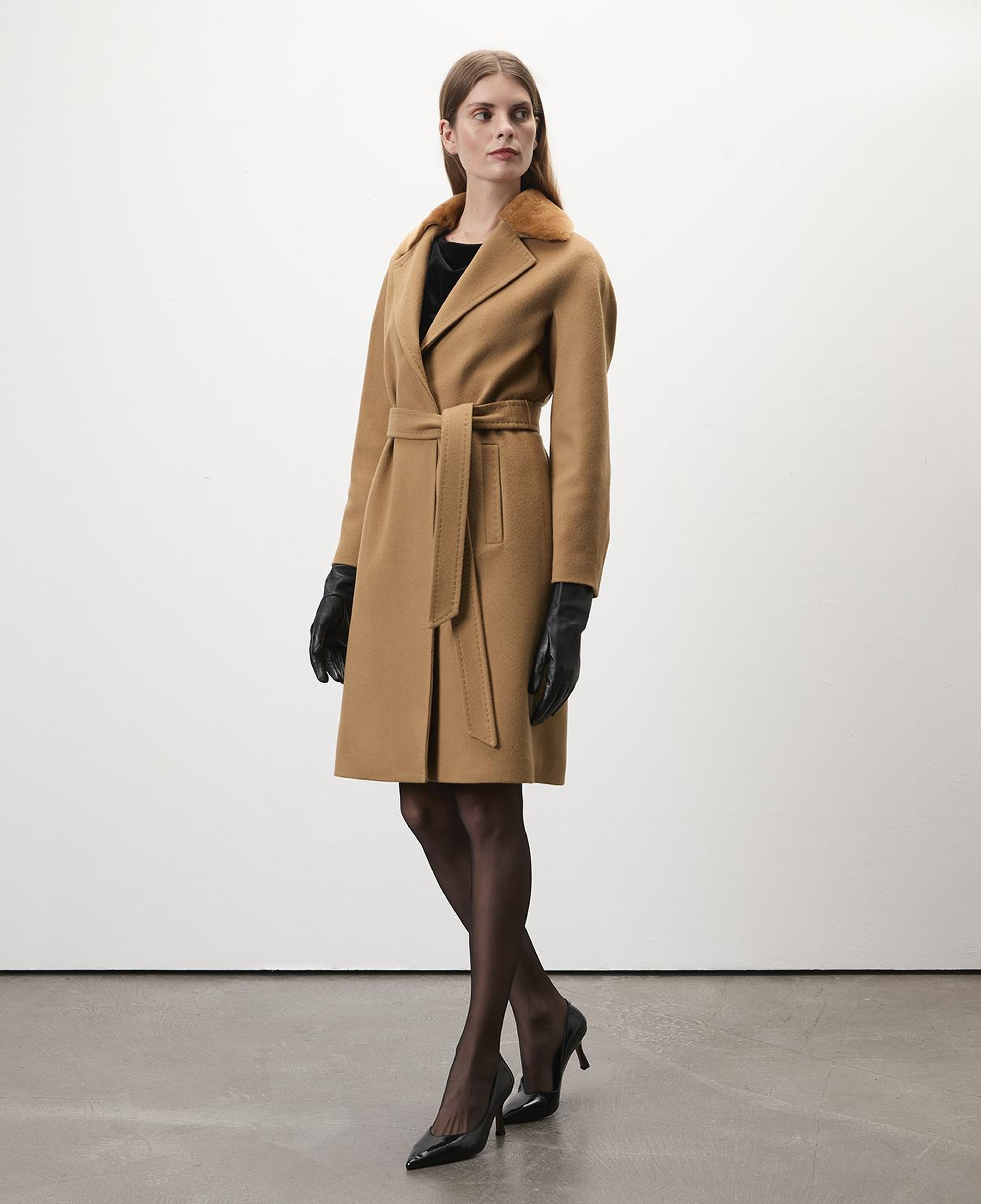 Capella Kahve Kadın Kürk Yakalı Pardösü