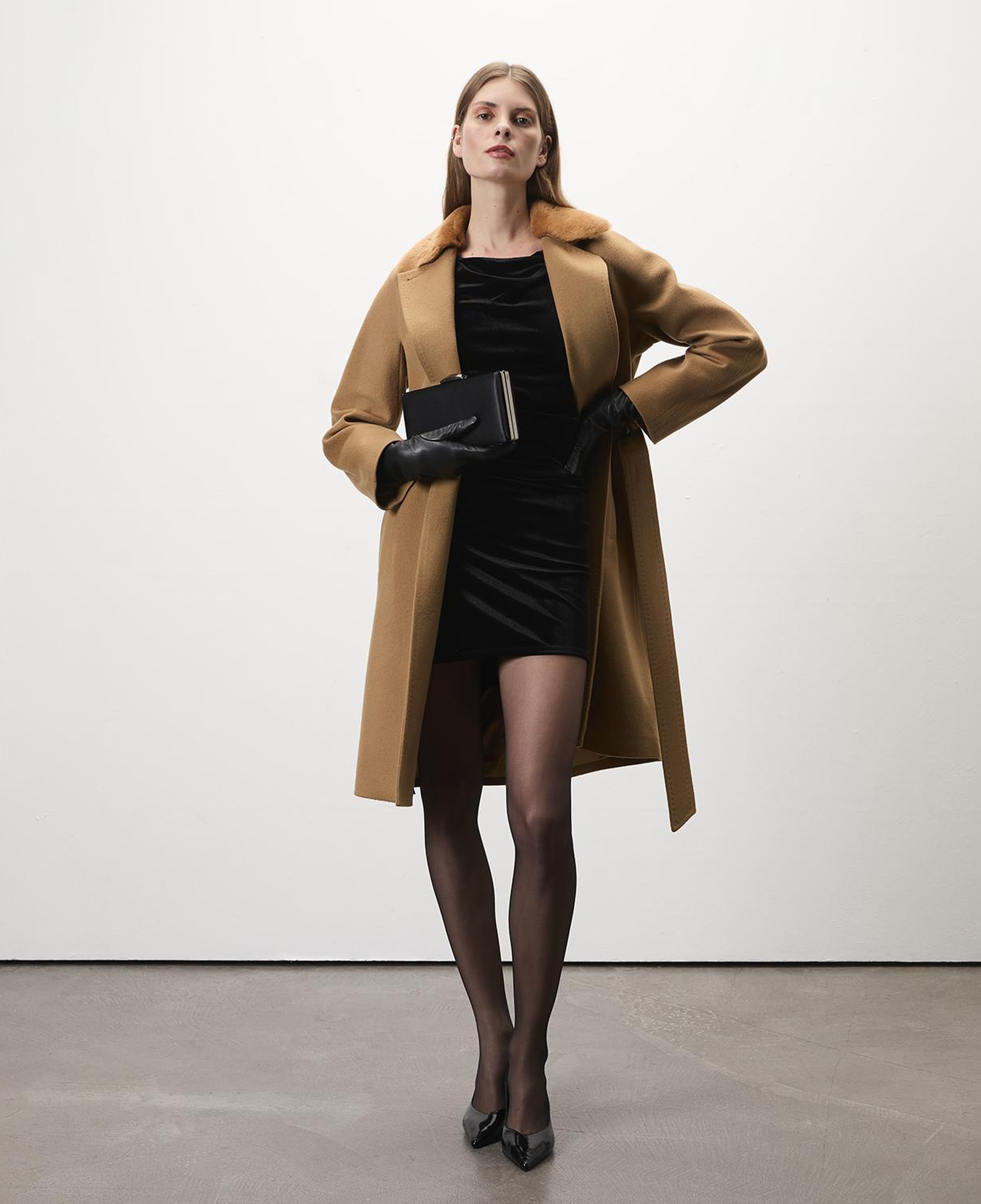 Capella Kahve Kadın Kürk Yakalı Pardösü