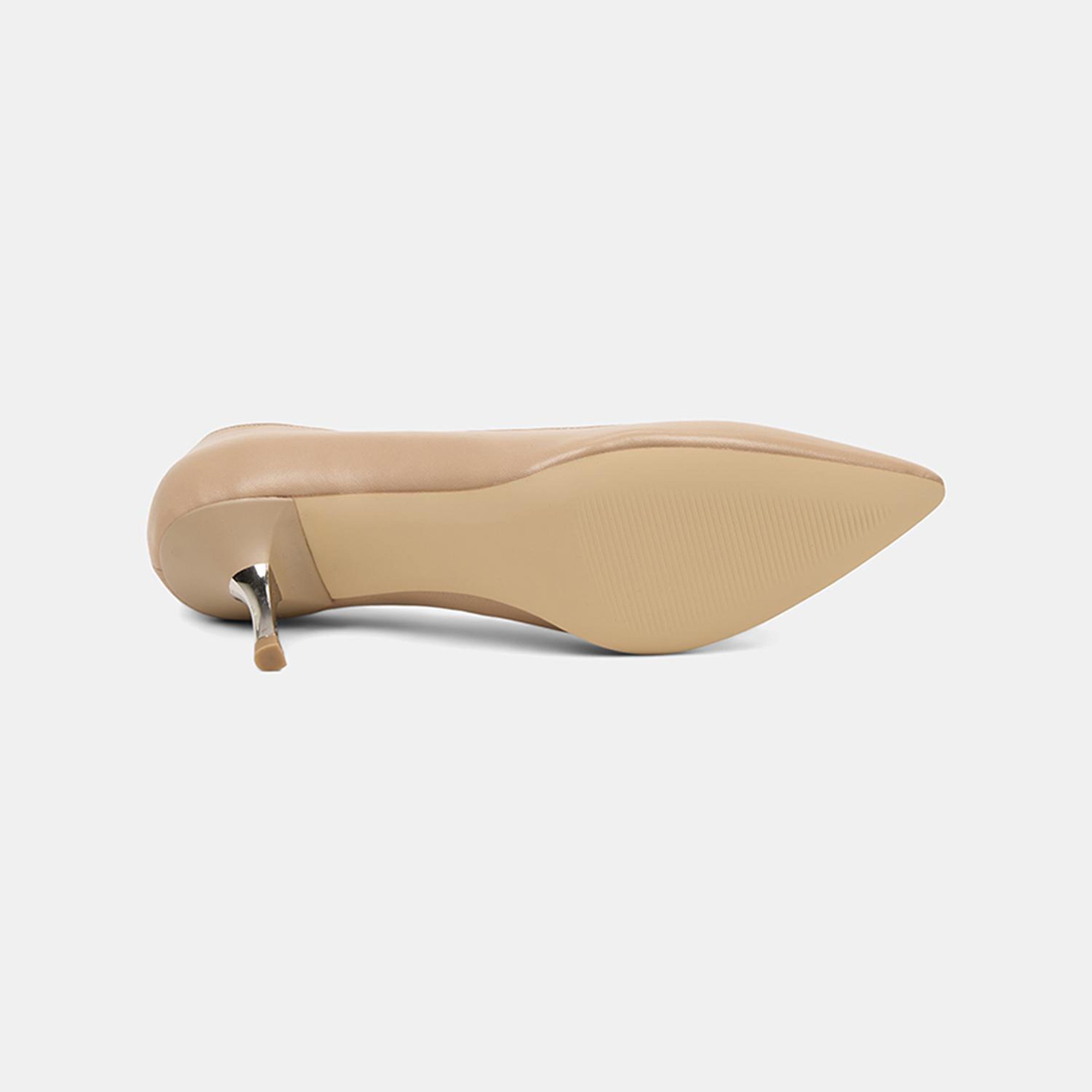 Kadın Ten Sivri Burunlu Deri Stiletto
