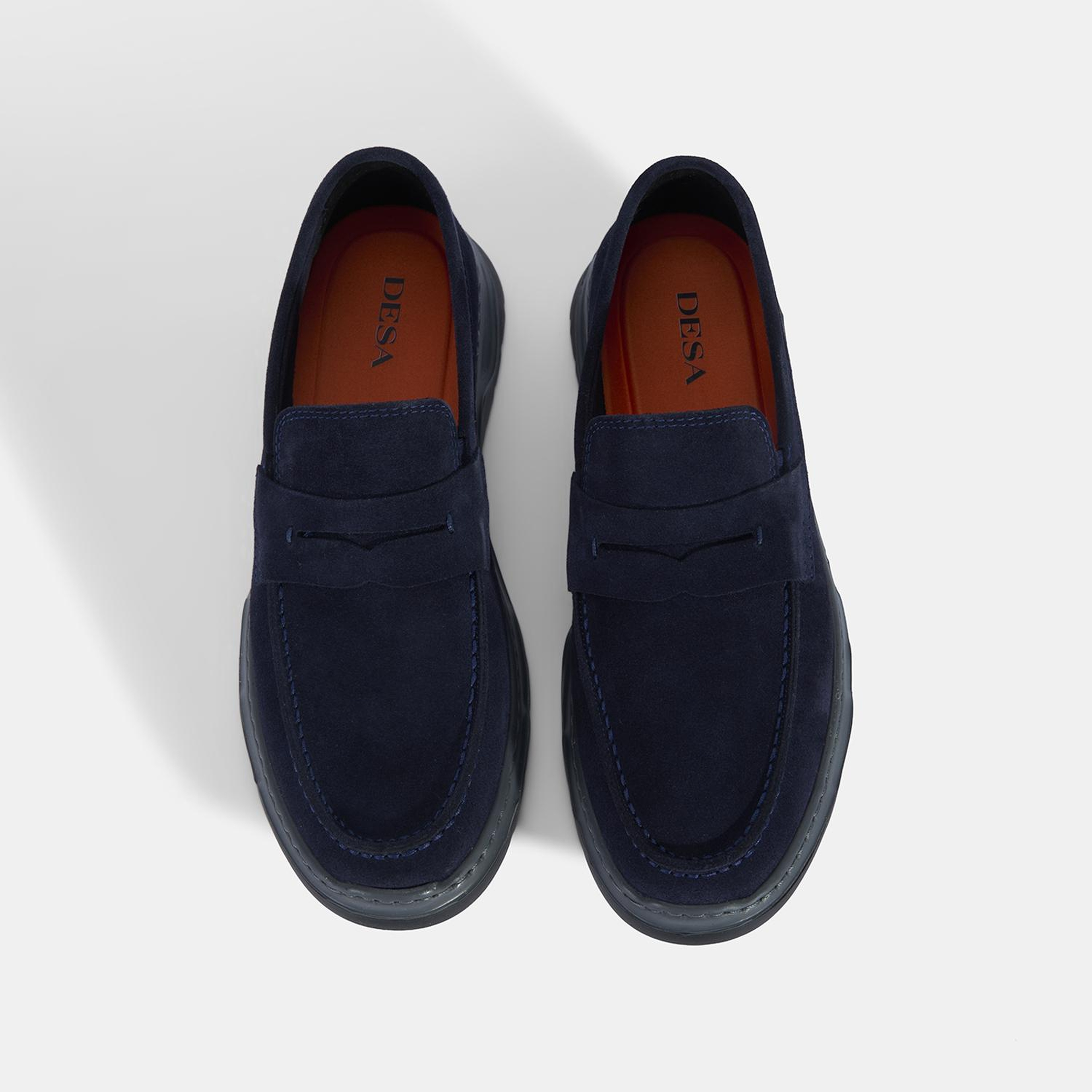 Erkek Lacivert Kalın Tabanlı Süet Deri Loafer