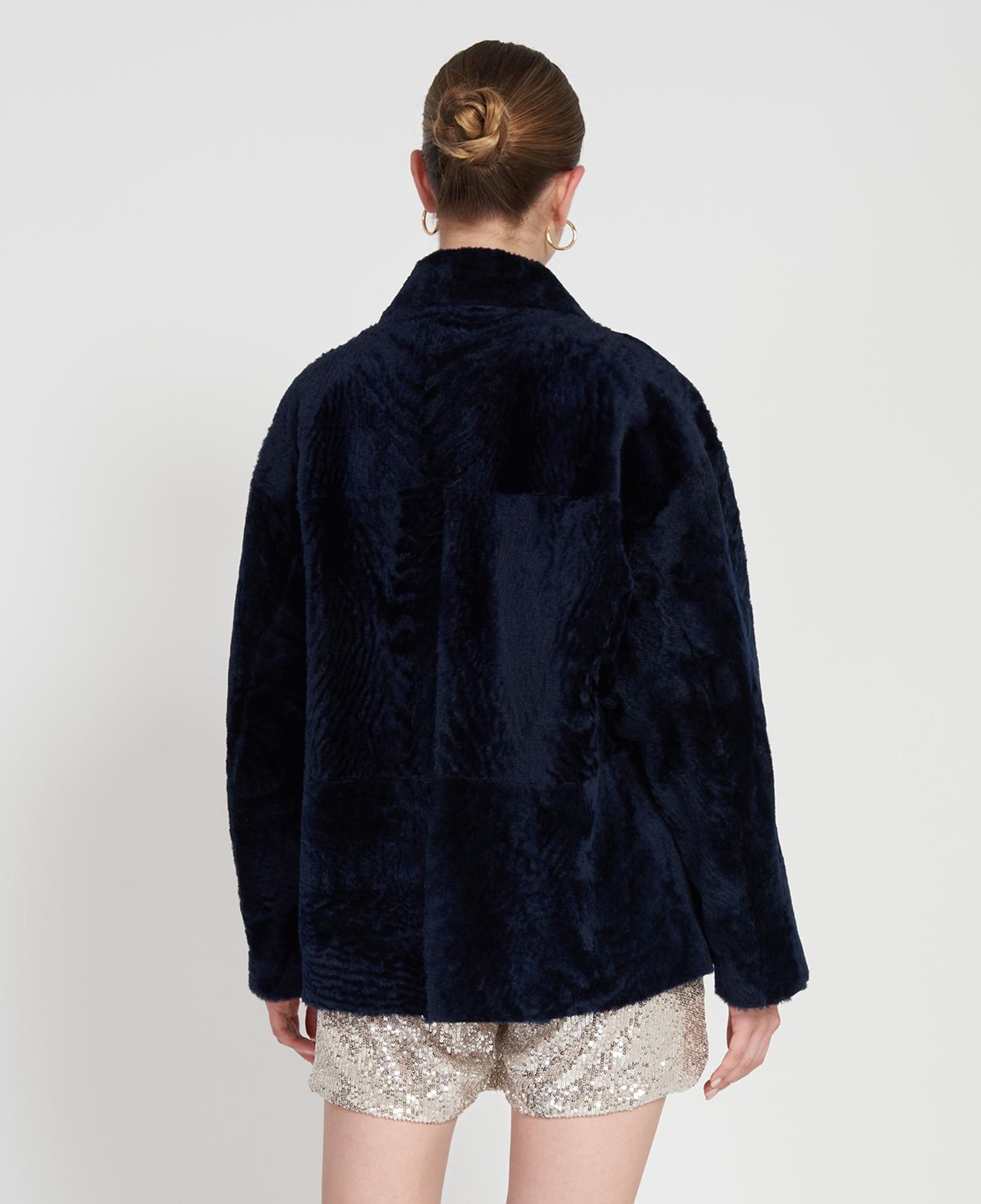 Sarah Mavi Kadın Kürk Kaban