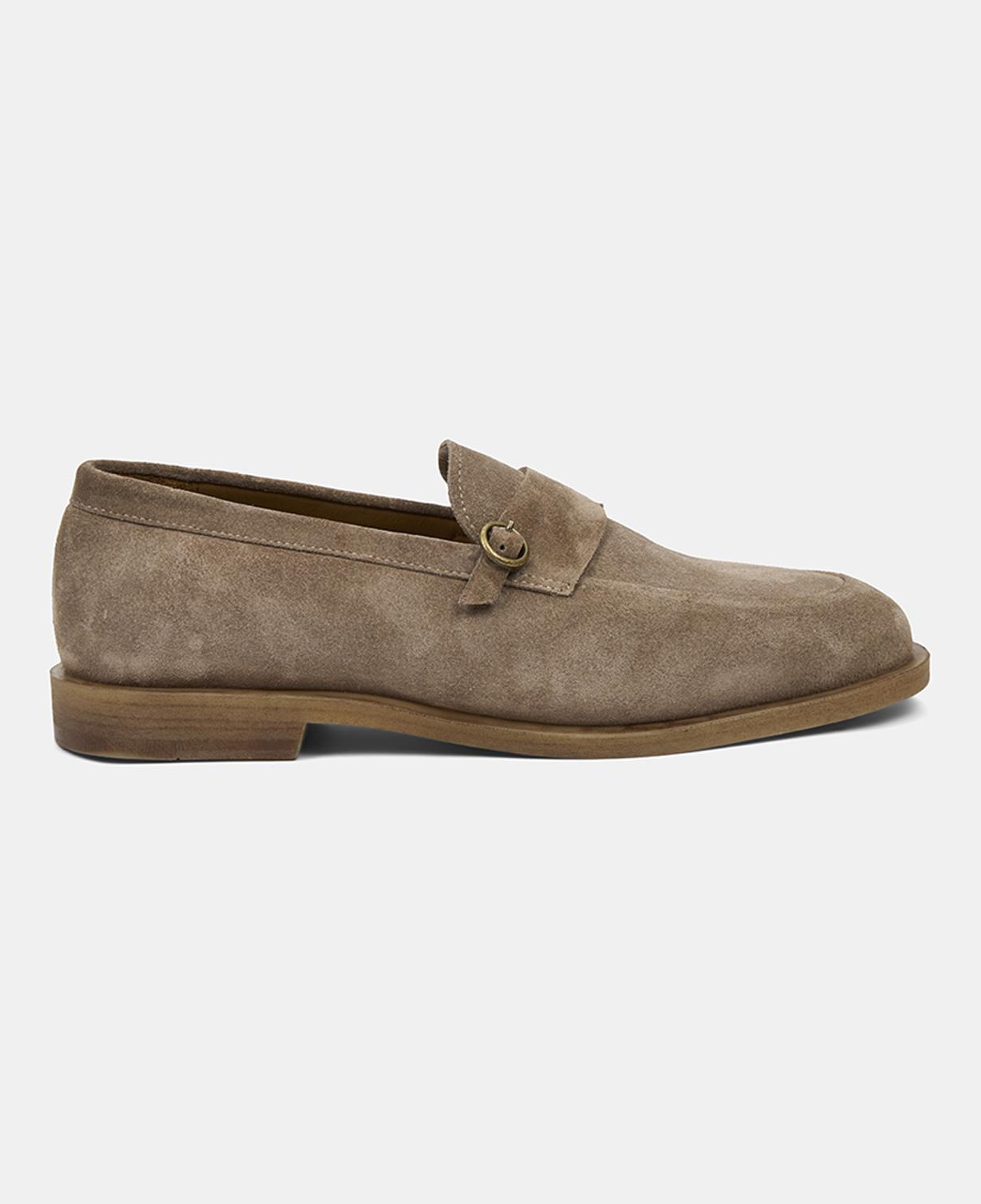 Erkek Vizon Metal Detaylı Süet Loafer