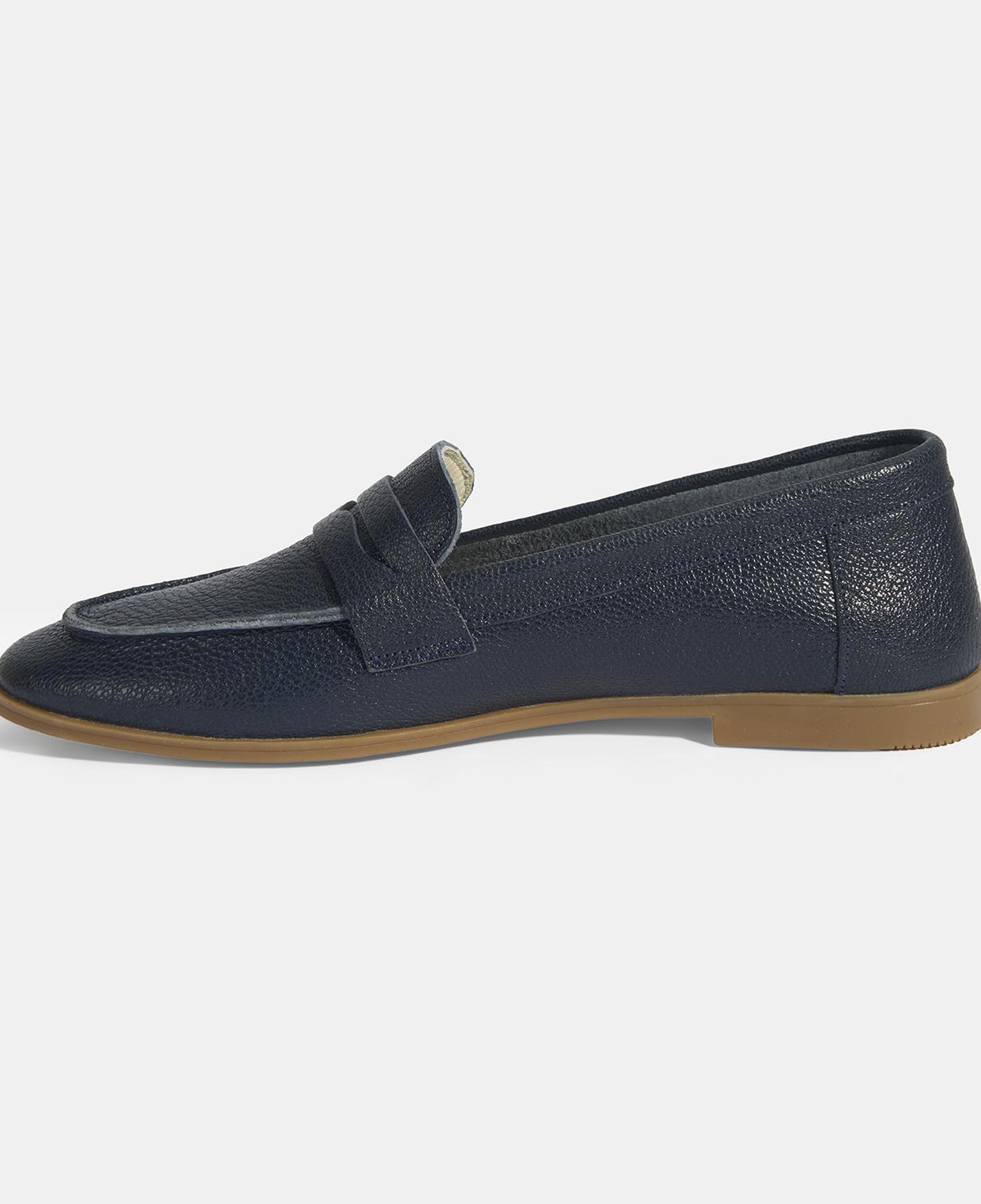 Kadın Lacivert Slip-On Deri Loafer