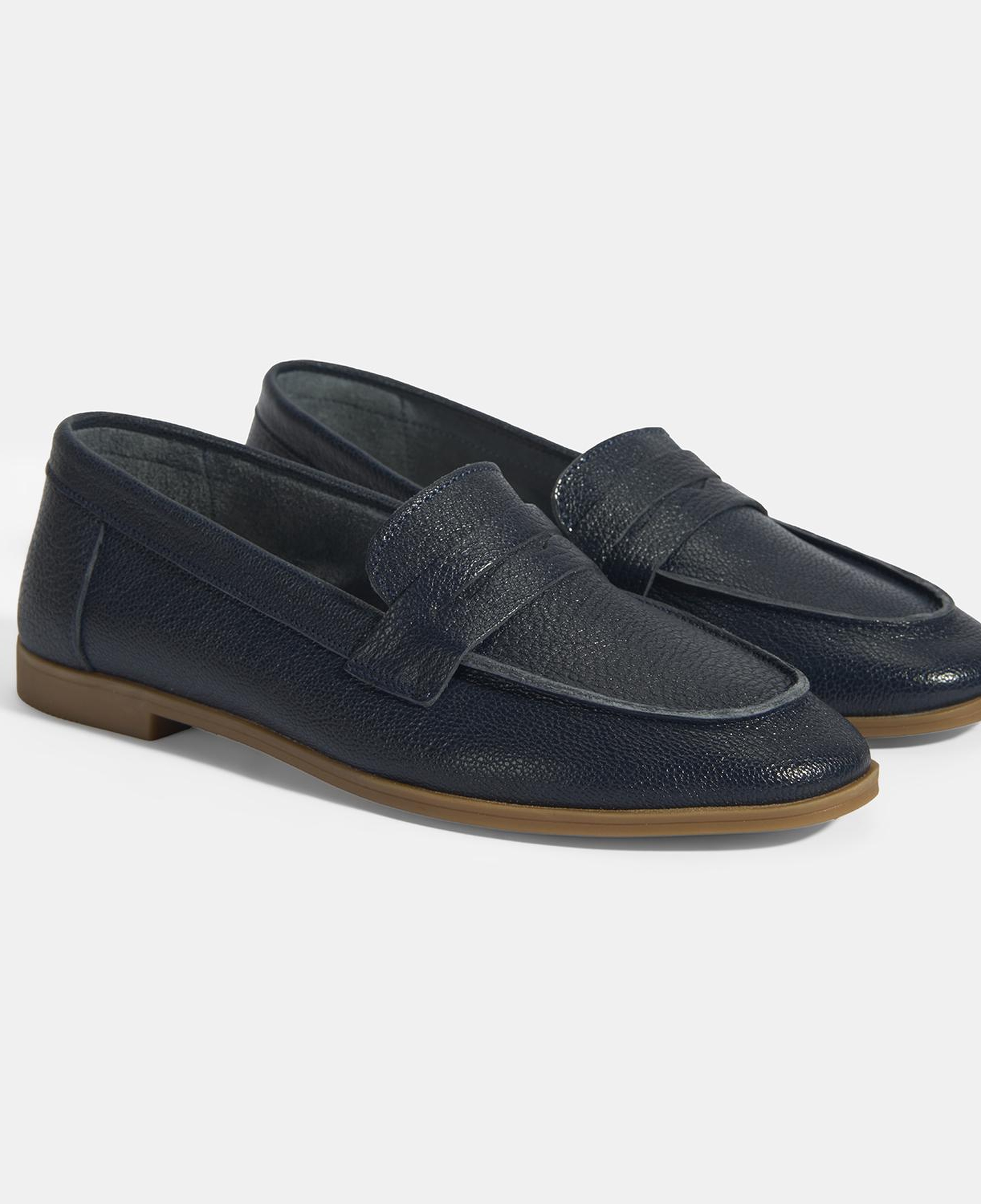 Kadın Lacivert Slip-On Deri Loafer